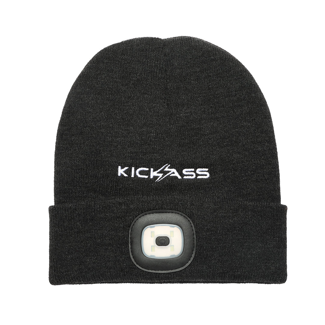 KickAss Beanie with Rechargeable LED Light - Grey