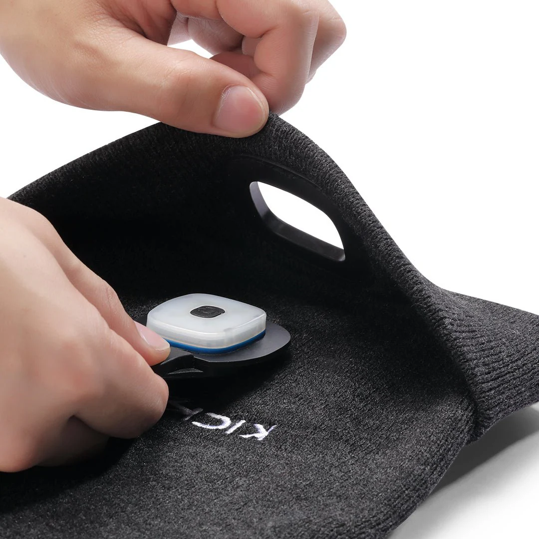 KickAss Beanie with Rechargeable LED Light - Grey - Image 4