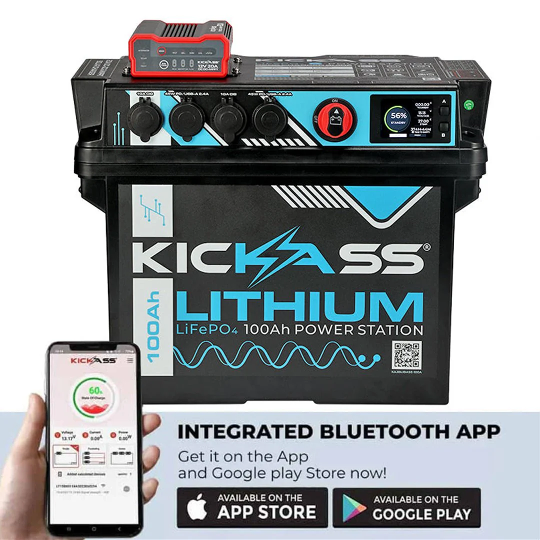 KickAss Portable Lithium Battery Box Power Station with 20A DCDC & 100Ah Battery - Image 2