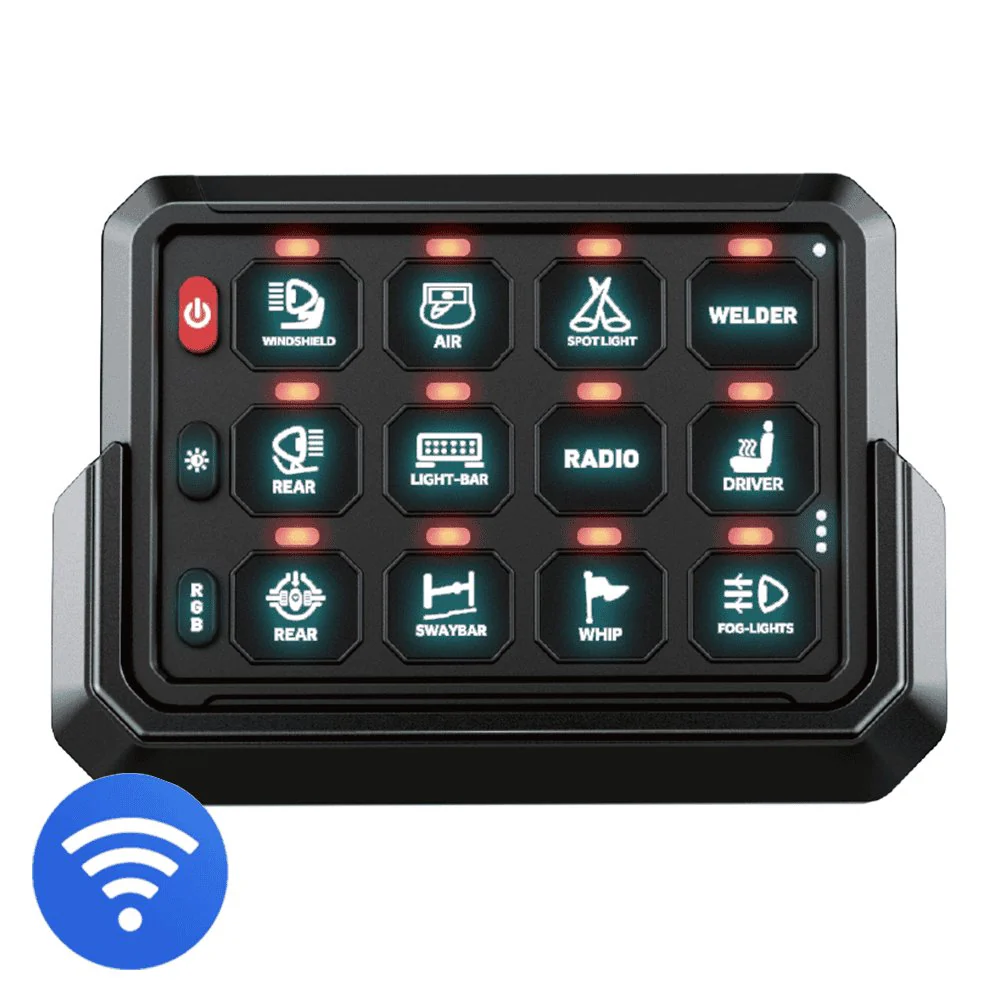 KickAss 12/24V 12 Gang Wireless Switch Panel with Magnetic Charging Cradle - MKII - Image 3
