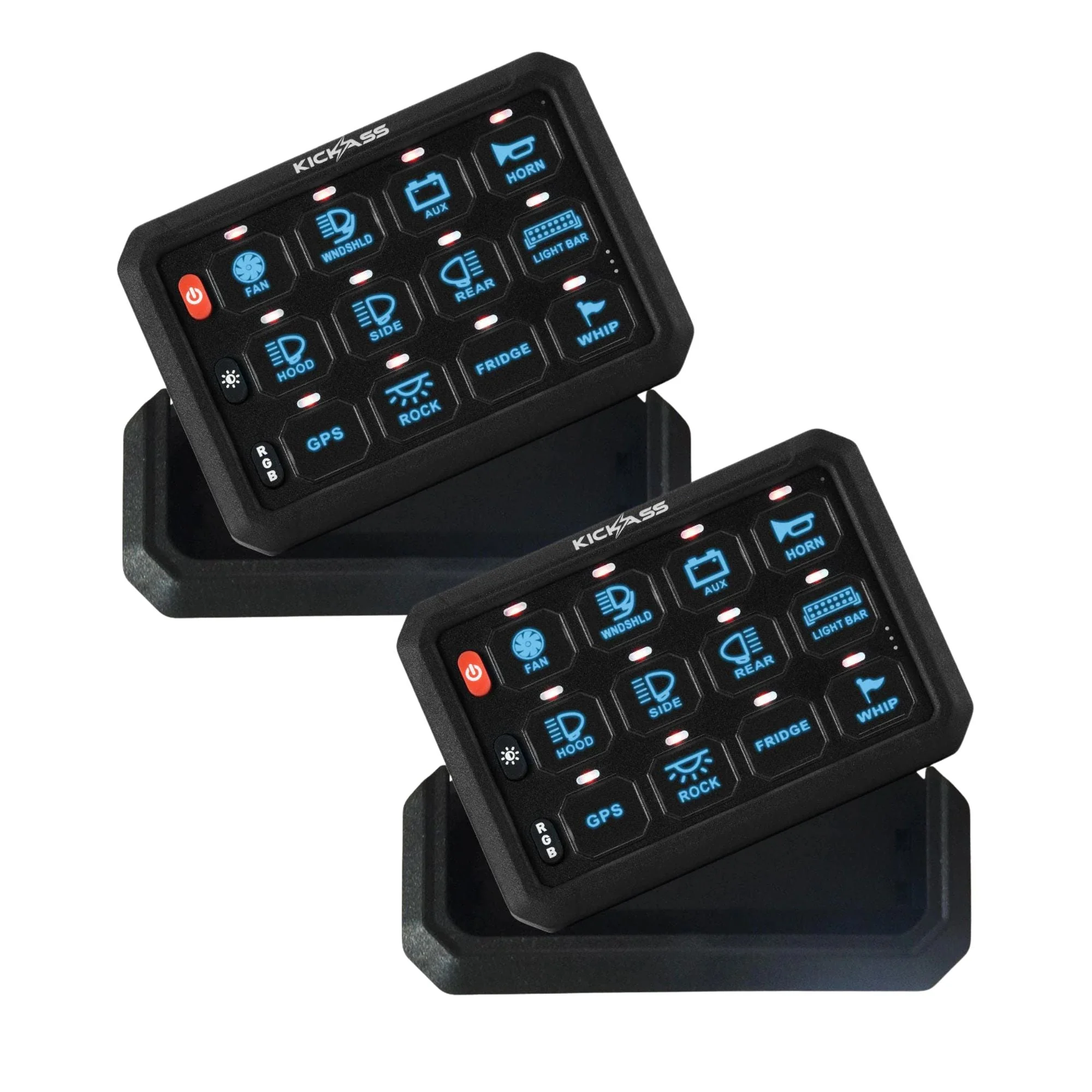 KickAss 12 Gang Wireless Switch Panel MKII + Second Control Panel with Magnetic Charging Cradle Bundle