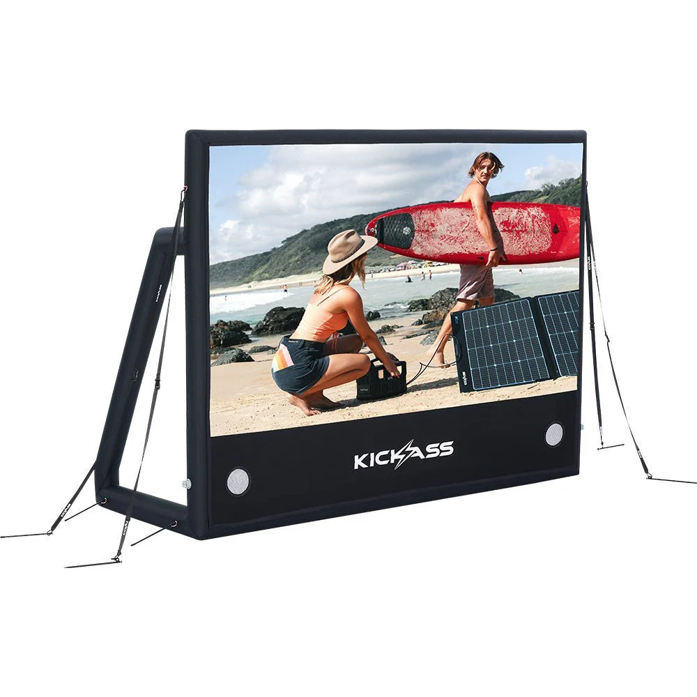 KickAss 120" Portable AirScreen Bundle with 12V Bluetooth Soundbar and Smart Projector - Image 2
