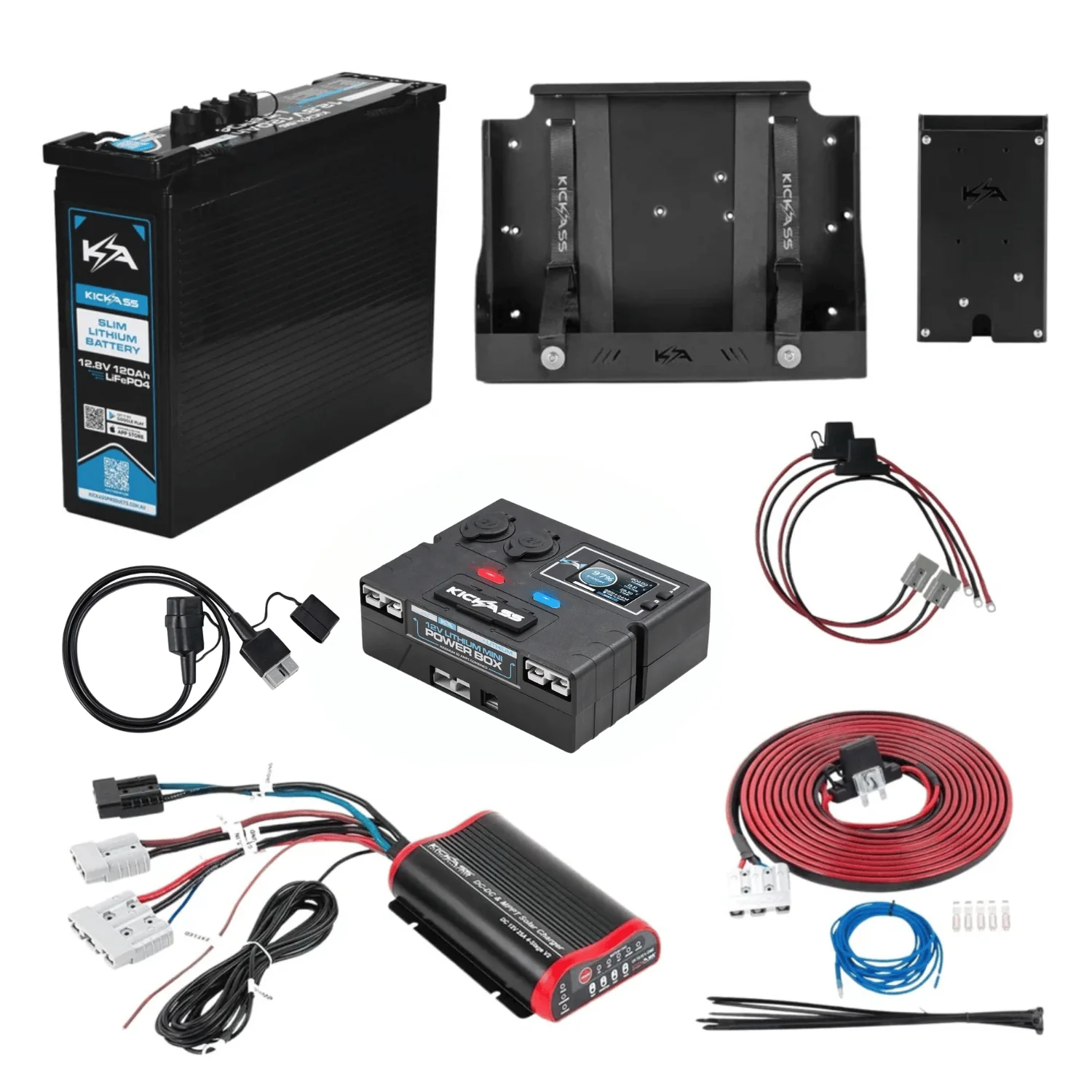 KickAss Smart 12V 120Ah Slimline Lithium Premium Dual Battery Kit
