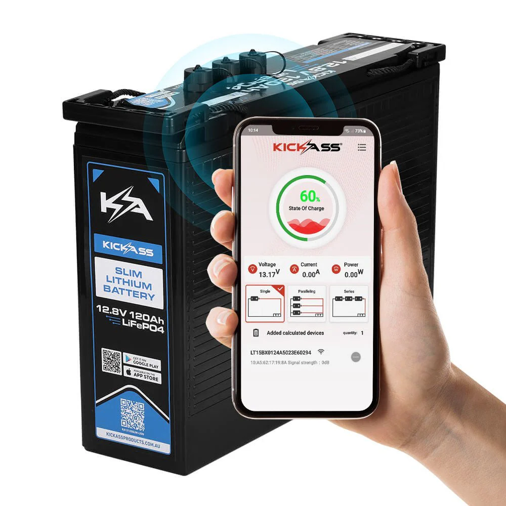 KickAss Smart 12V 120Ah Lithium Slimline Deep Cycle Battery LifePO4 - Image 2