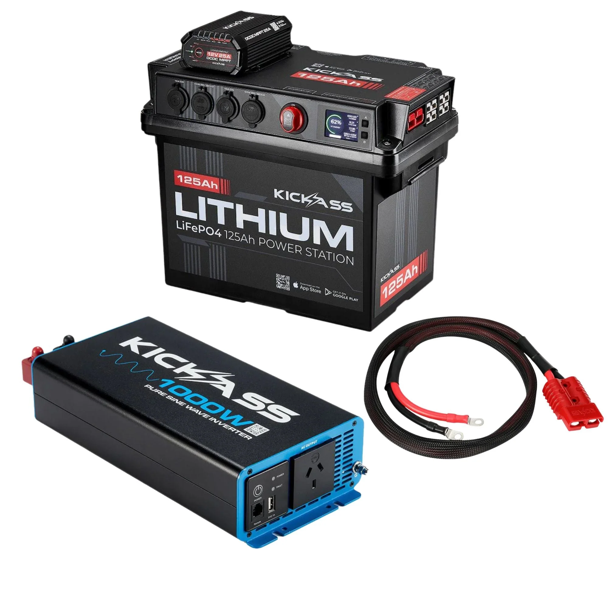 KickAss 125Ah Lithium Battery Box + 1000W Inverter Bundle