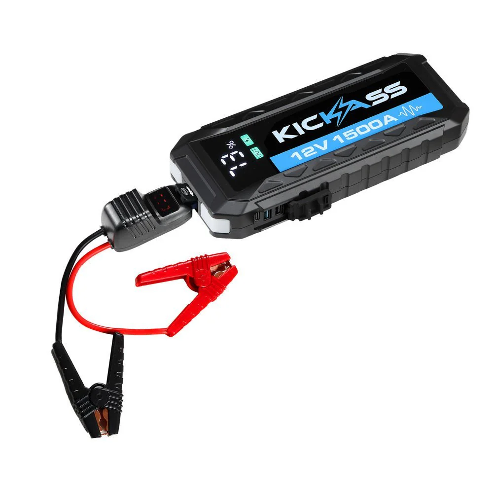 KickAss 12V 1500A Portable Car Jump Starter Bundle with Outdoor Tie-Down Guy Rope LED Lighting Kit - Image 2