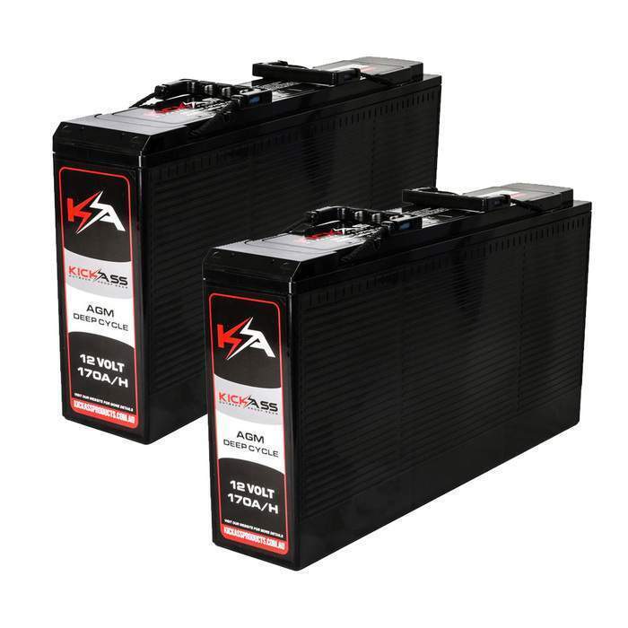 KickAss Twin 12V 170Ah Slimline Deep Cycle AGM Battery Bundle with Linking Cables - 340Ah Total Capacity - Image 2