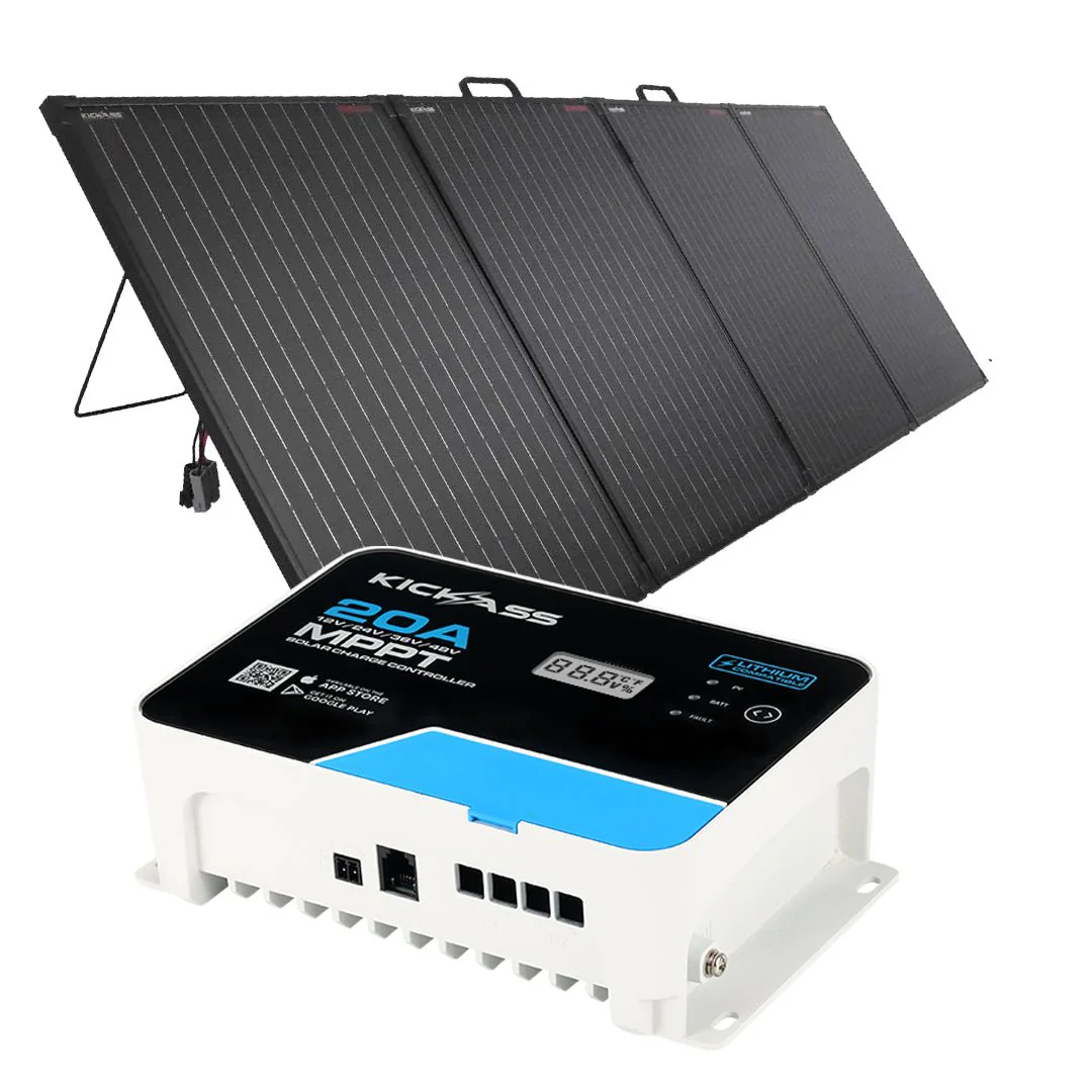 KickAss 12V 200W Super Thin Solar Panel + 20A MPPT Solar Charge Controller Bundle