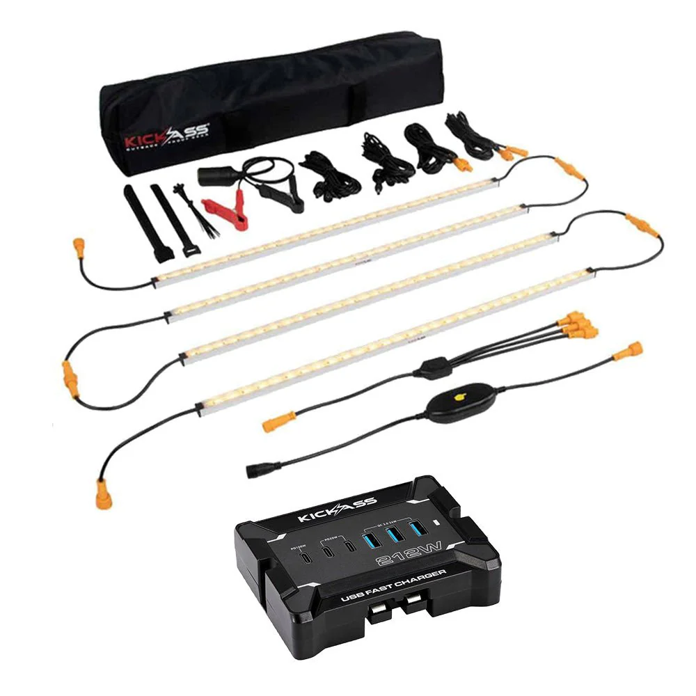 KickAss 12V Anderson To USB Fast Charger Bundle with 12V LED Light Kit