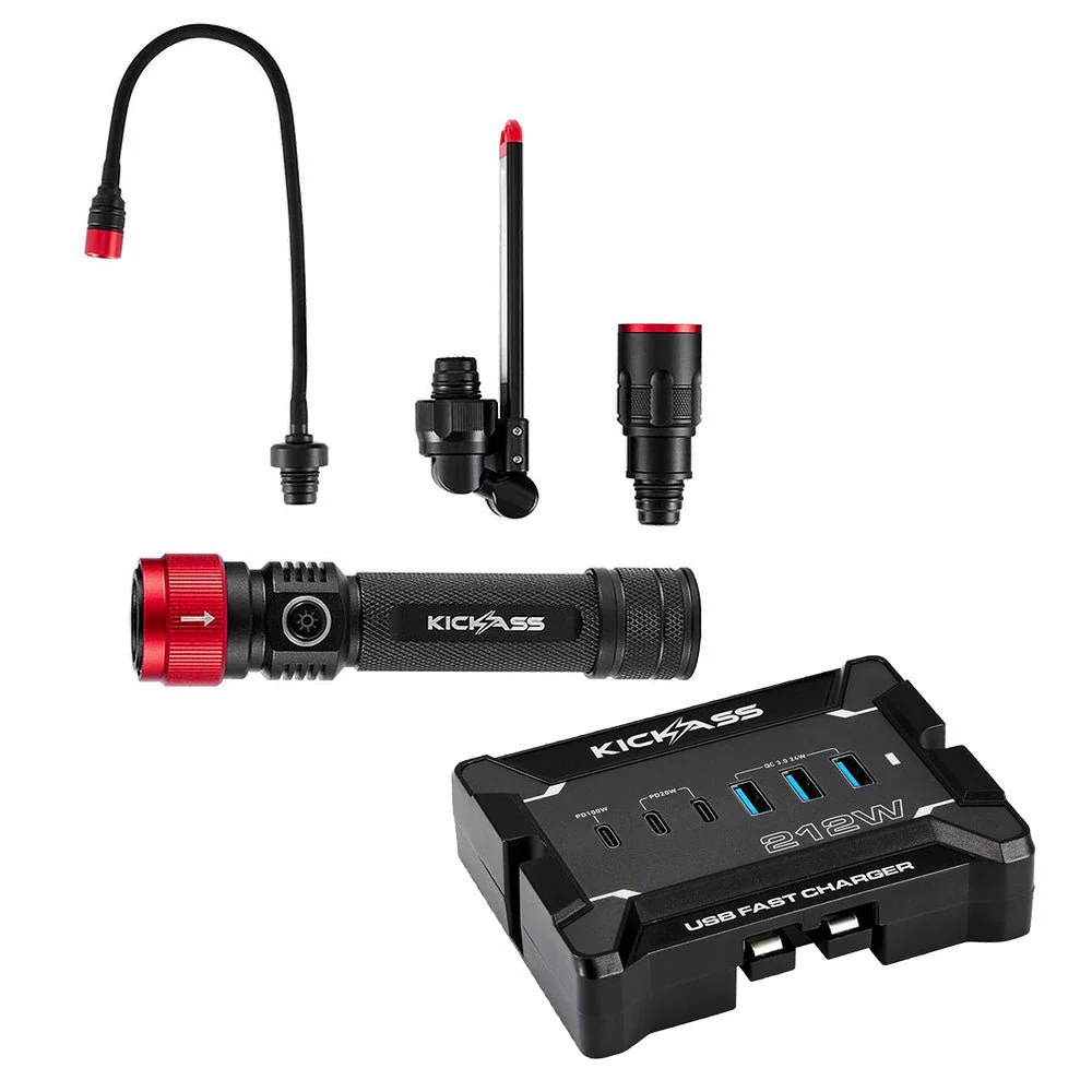 KickAss 12V Anderson To USB Fast Charger + Rechargeable 3-in-1 Torch & Inspection Work Light Bundle