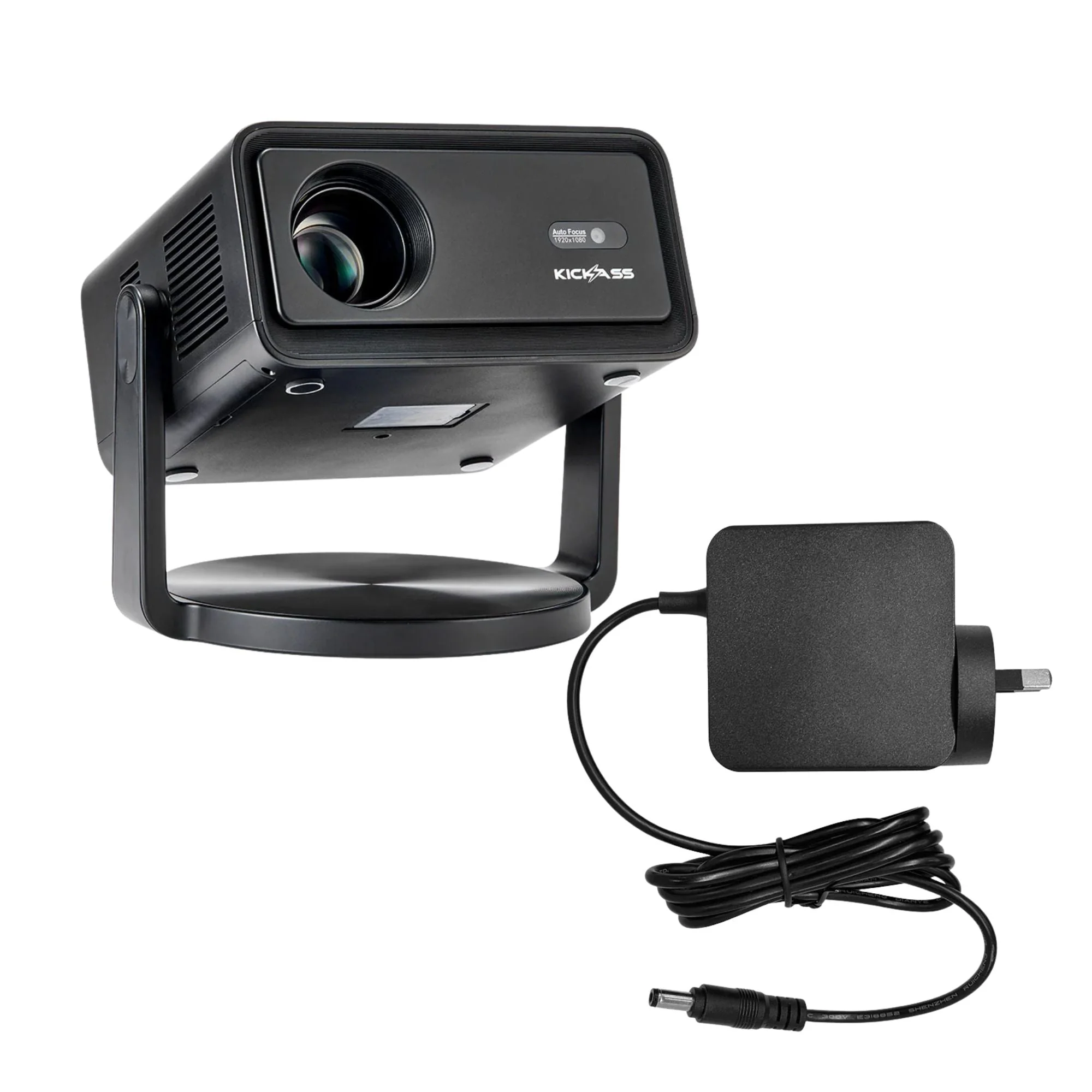 KickAss 12V FHD Outdoor Cinema Smart Projector +  AC to DC Adapter Bundle