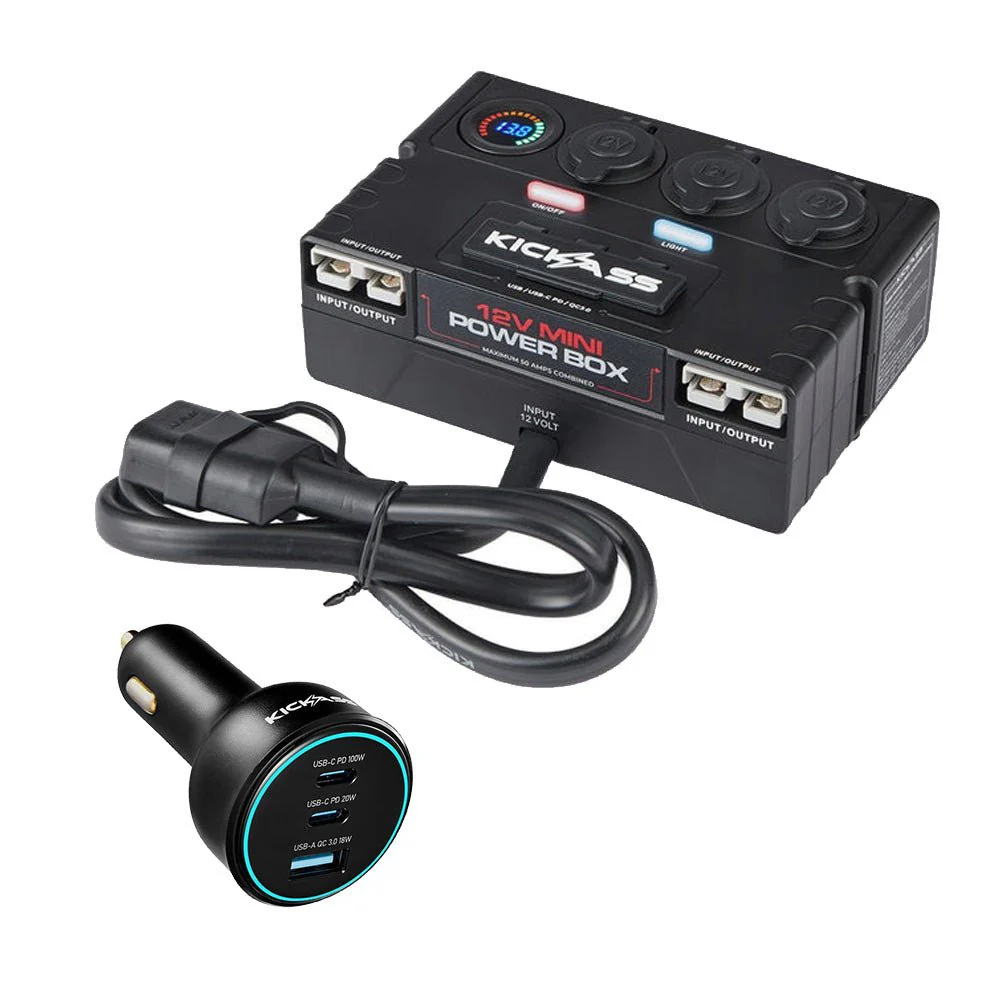 KickAss 12V Mini Control Box + 100W Car Charger Bundle