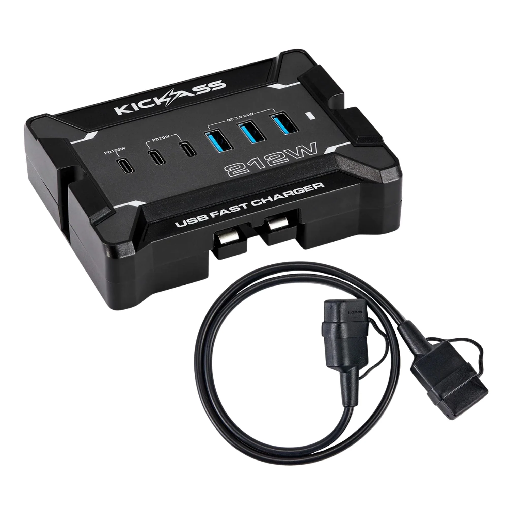 KickAss 12V USB Fast Charger + Extension Cable Bundle - 1m