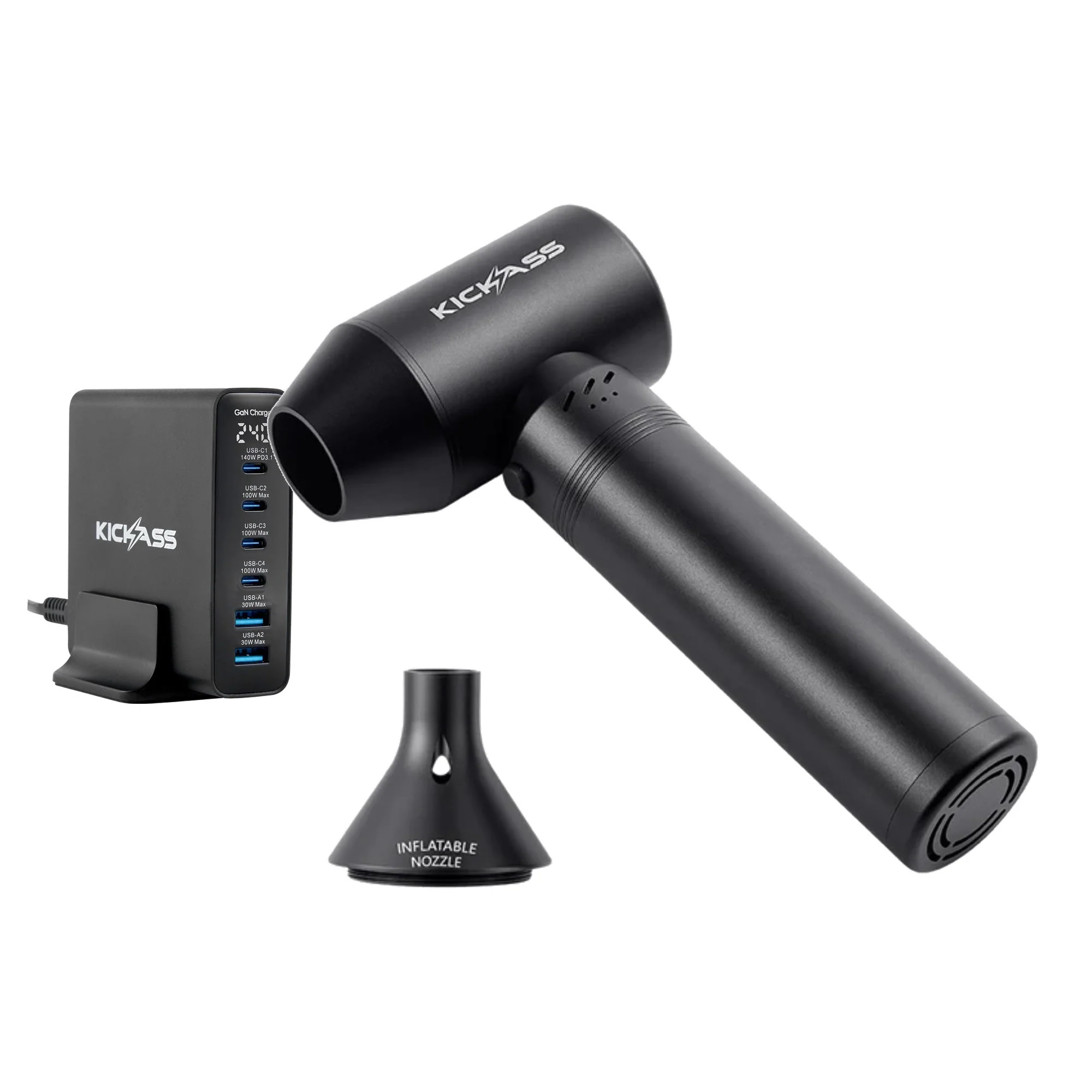 KickAss 240W GaN USB-C Charger + Lithium Jet Blower Fan Max Bundle