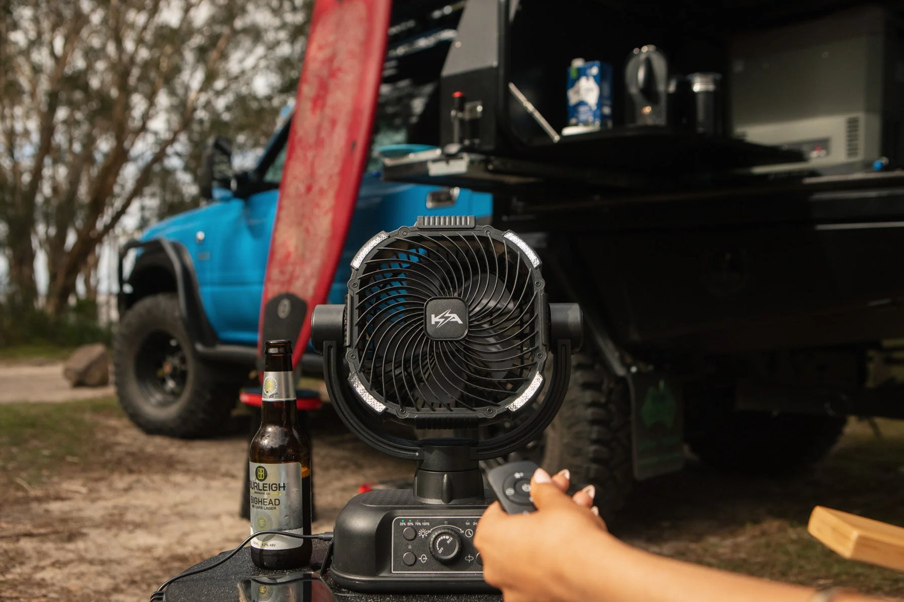 Kickass 360° Oscillating 20,000mAh Camping Fan with Power Bank & Light - Image 2
