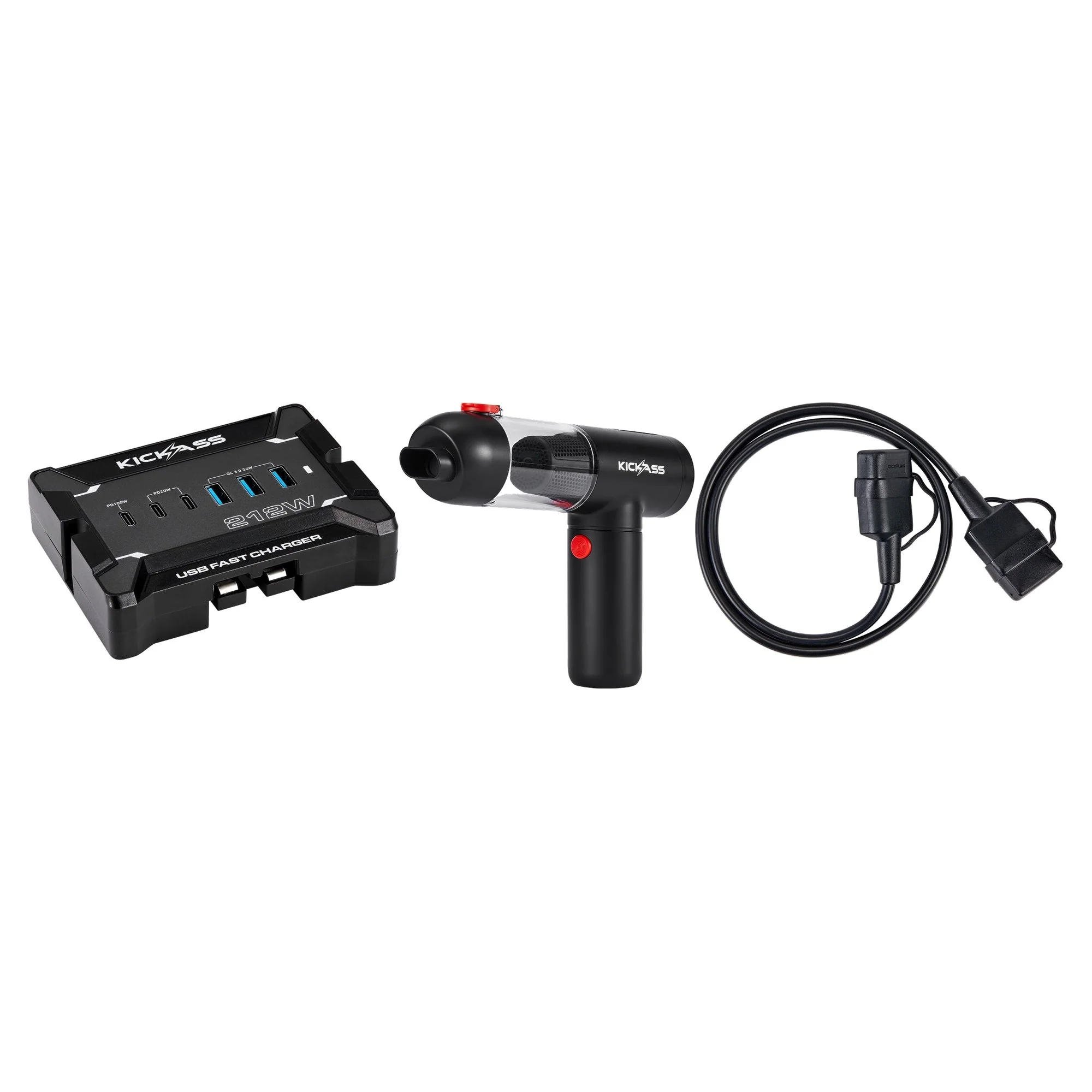 KickAss 4-in-1 Vacuum Cleaner Bundle with 212W Anderson USB Charger and 1m Extension Lead