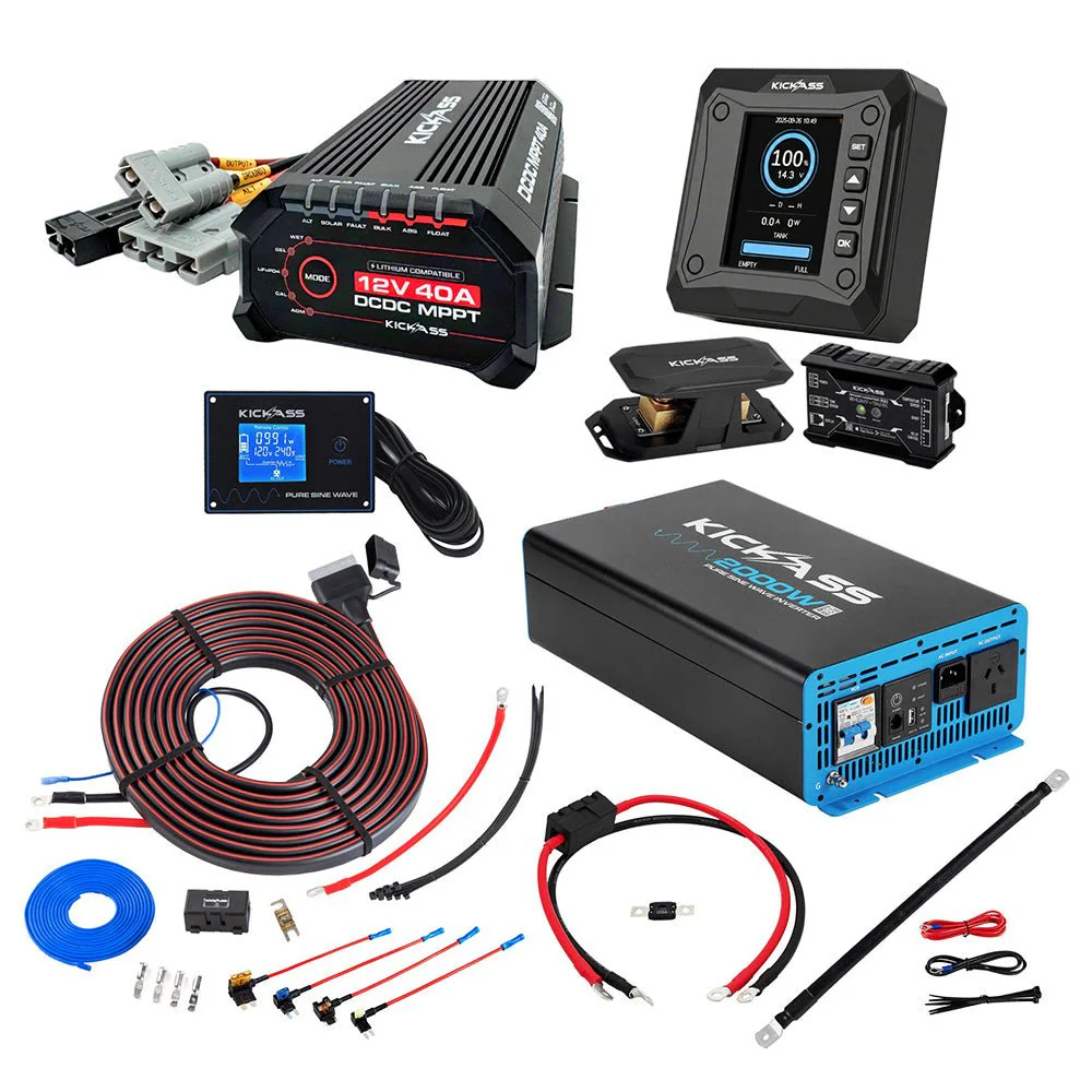 KickAss 40A DCDC Complete Dual Battery Kit with 2000W Inverter and Smart Shunt