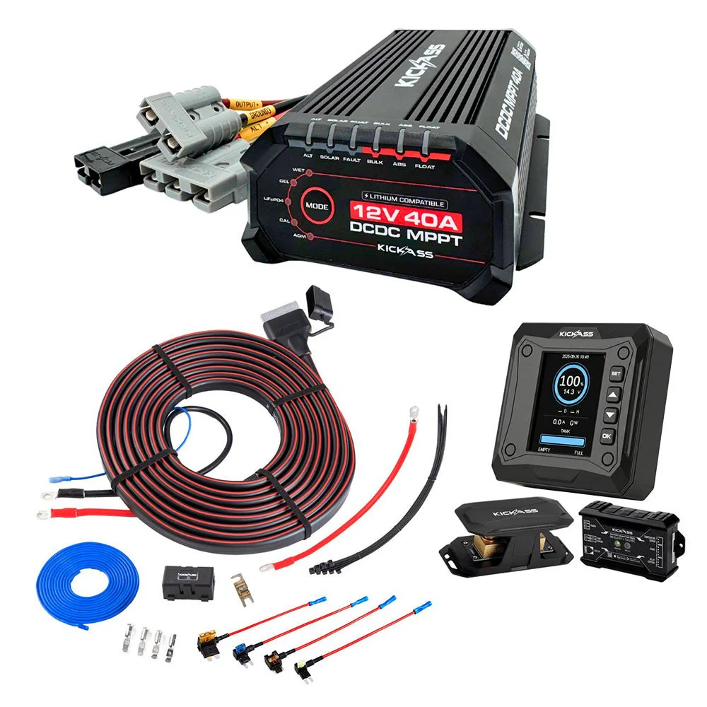 KickAss 40A DCDC Complete Dual Battery Kit with Smart Shunt and Wiring