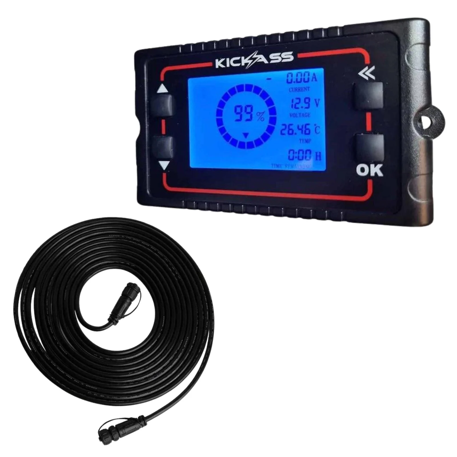 KickAss 500A Battery Monitoring Shunt with Remote Display + Extension Cable Bundle