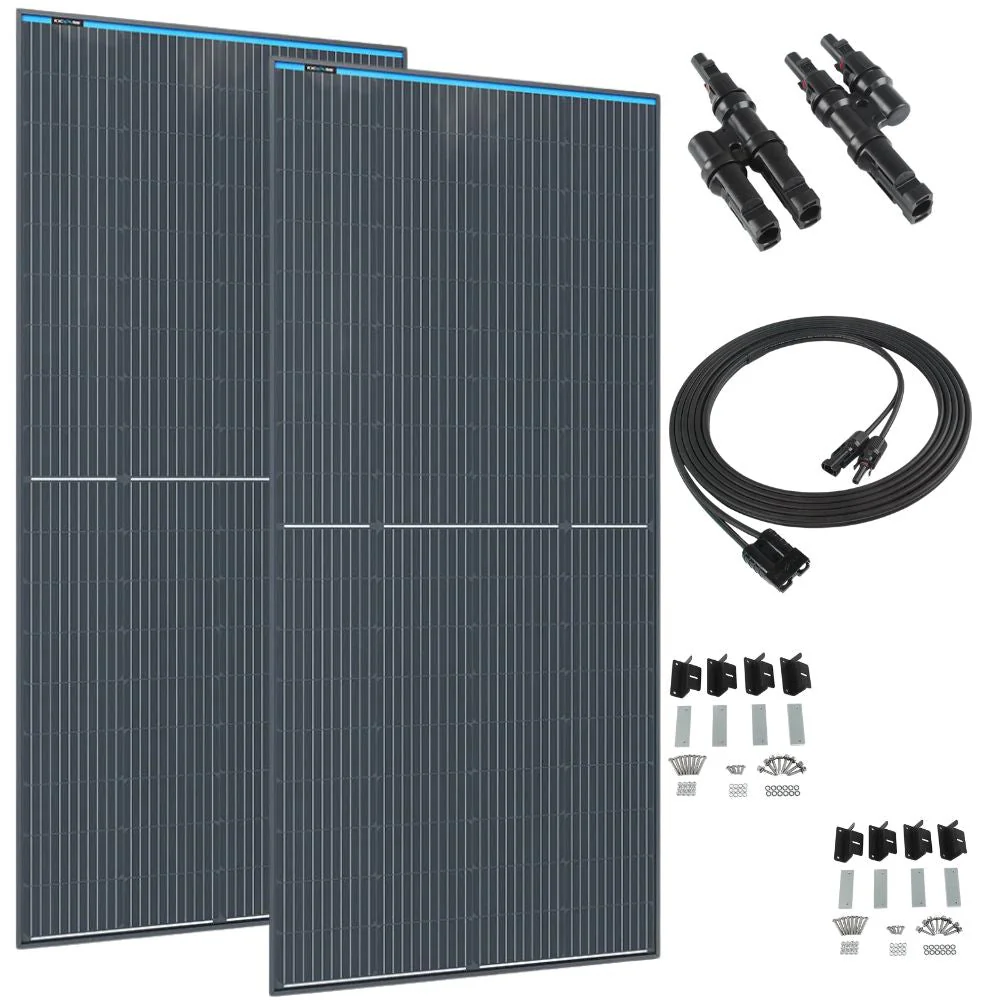 KickAss Twin 250W Solar Panel Bundle with Connectors, Mounting Kit & Extension Cable - 5m, 500W Total Capacity