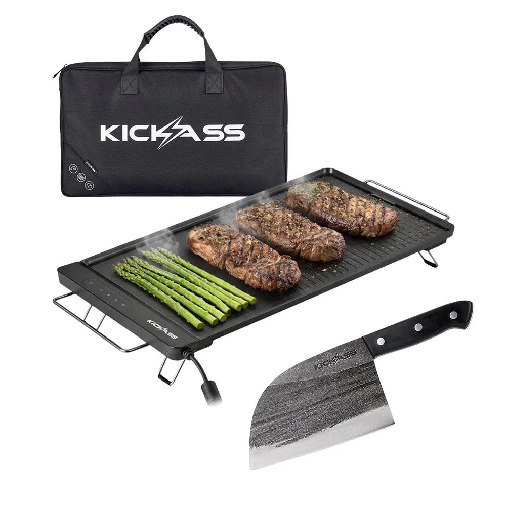 KickAss 50CM Portable Electric BBQ- 1400W & Camping Cleaver Bundle