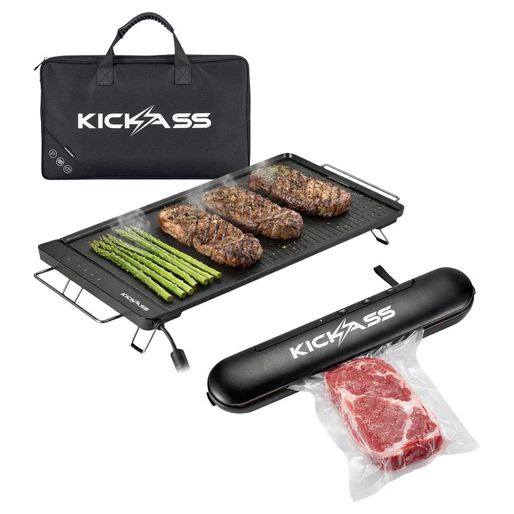 KickAss 50CM Portable Electric BBQ- 1400W & Rechargeable Lithium Vacuum Sealer Bundle