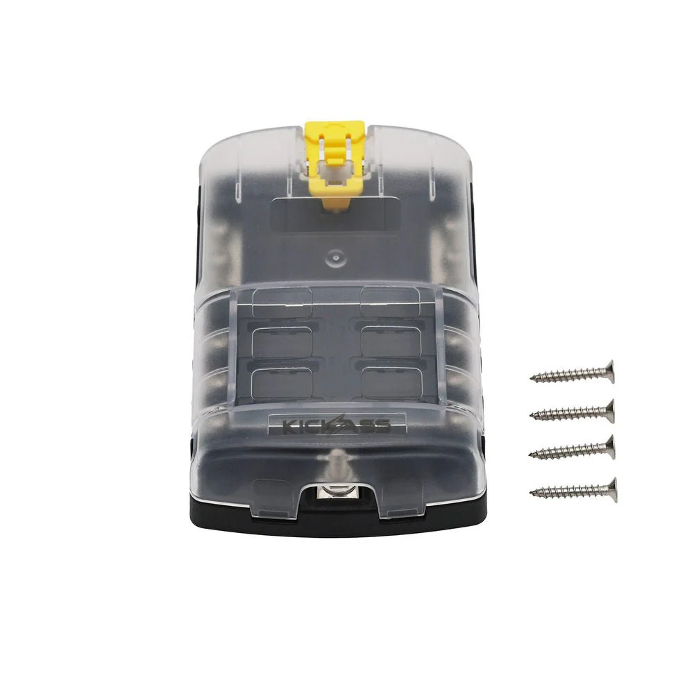 KickAss 6-Circuit Fuse Block with Standard Blade Fuse, Busbar, and Cover - Image 2
