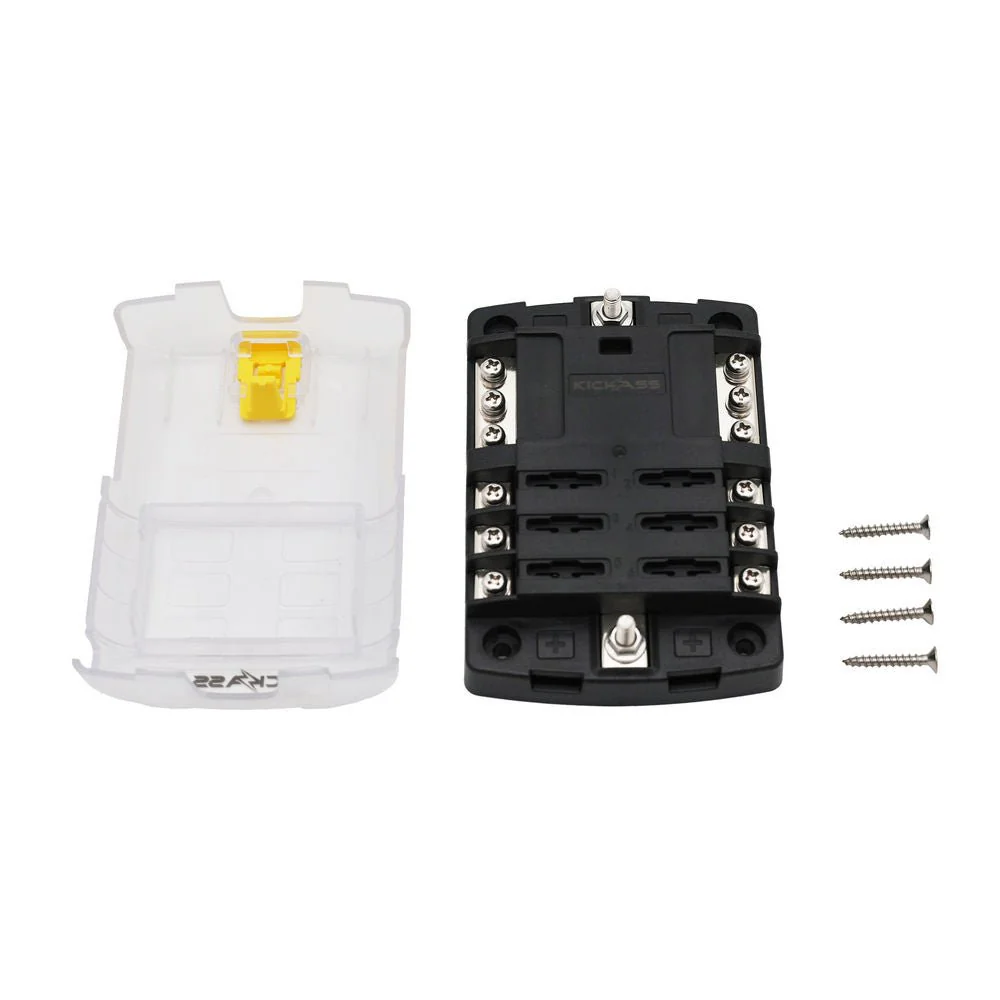 KickAss 6-Circuit Fuse Block with Standard Blade Fuse, Busbar, and Cover - Image 3