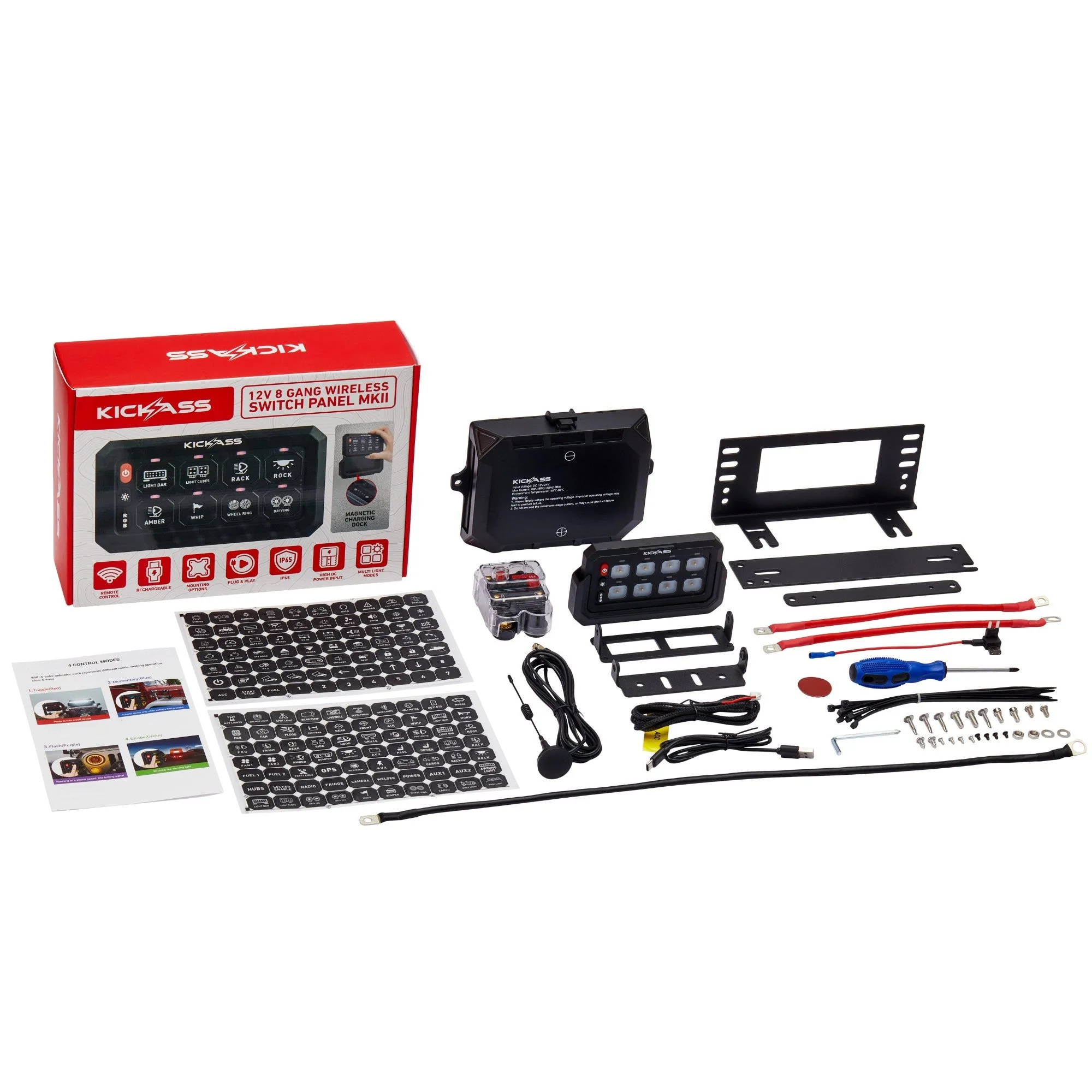 KickAss 12/24V 8 Gang Wireless Switch Panel with Magnetic Charging Cradle - MKII - Image 16