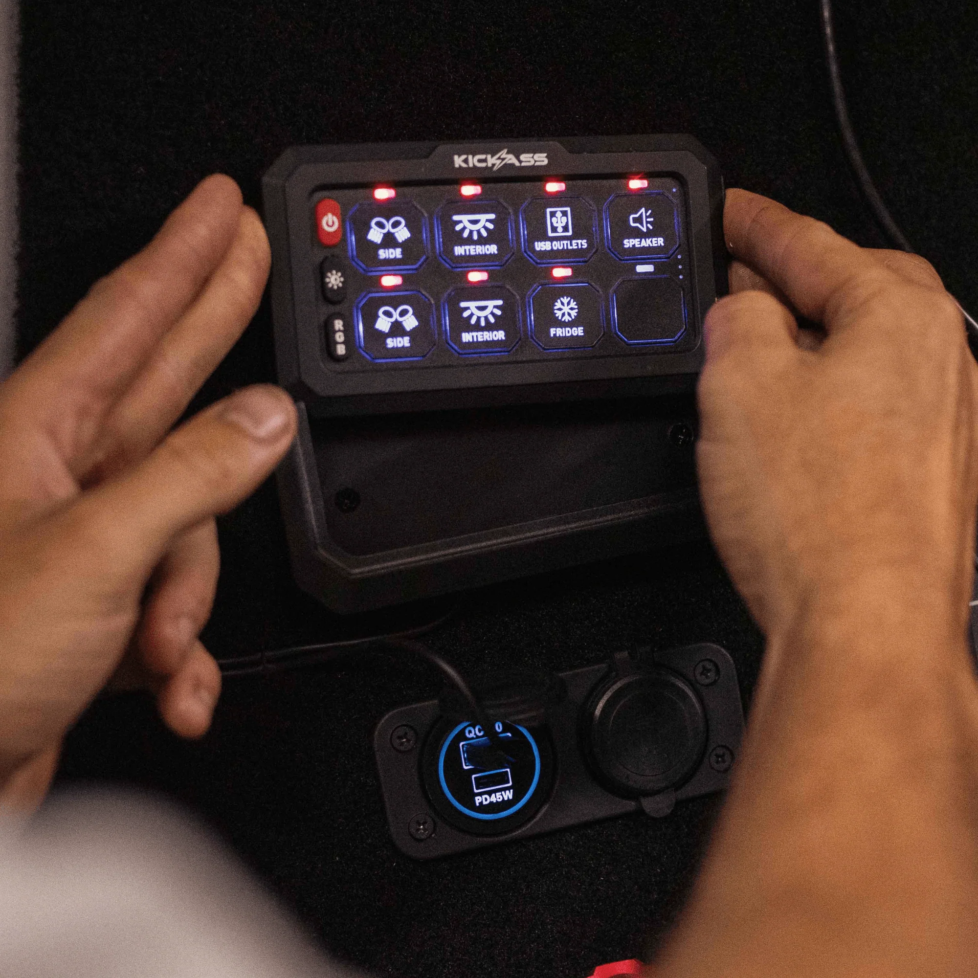 KickAss 12/24V 8 Gang Wireless Switch Panel with Magnetic Charging Cradle - MKII - Image 3
