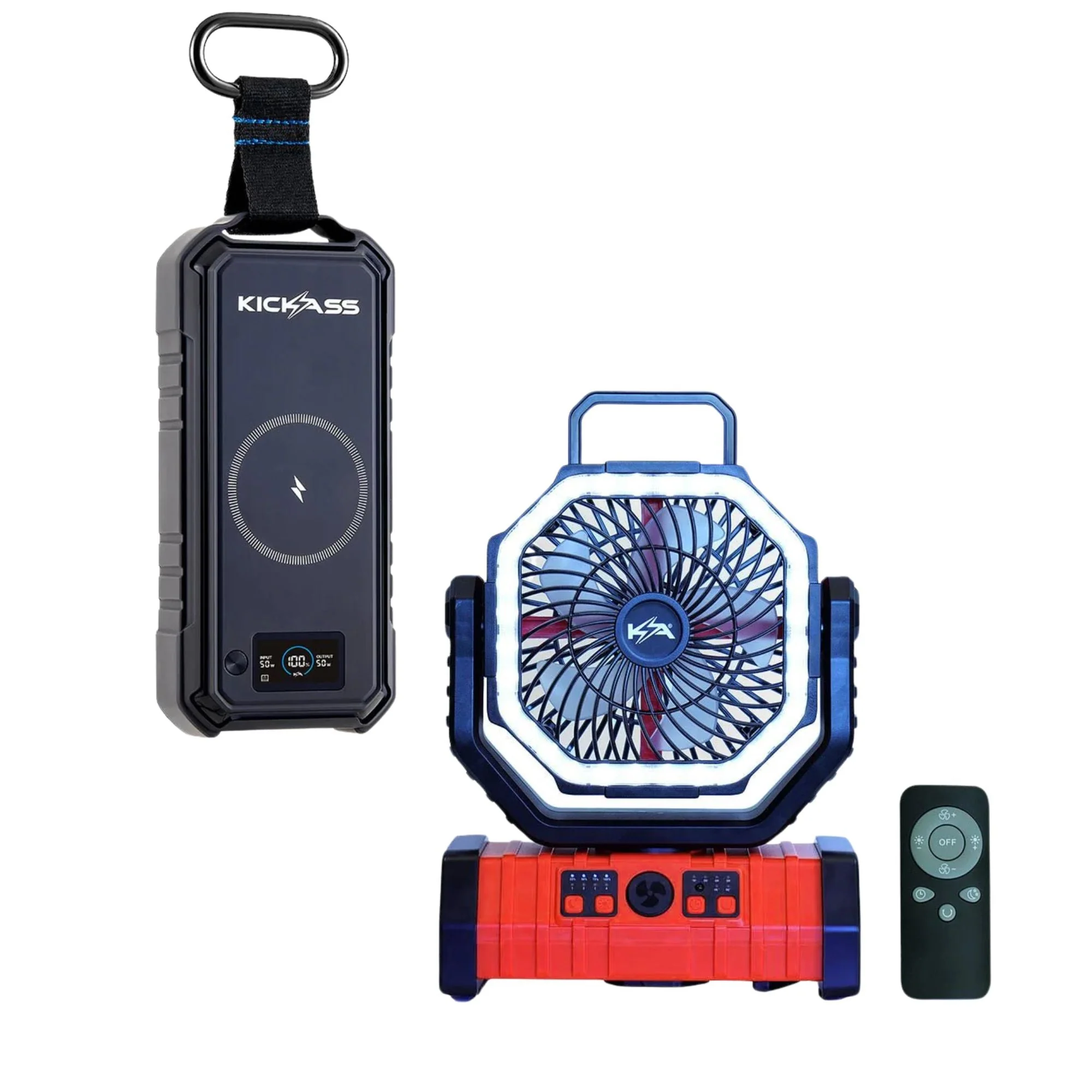 KickAss KickCharge 2400mAh Power Bank + Camping Fan Bundle