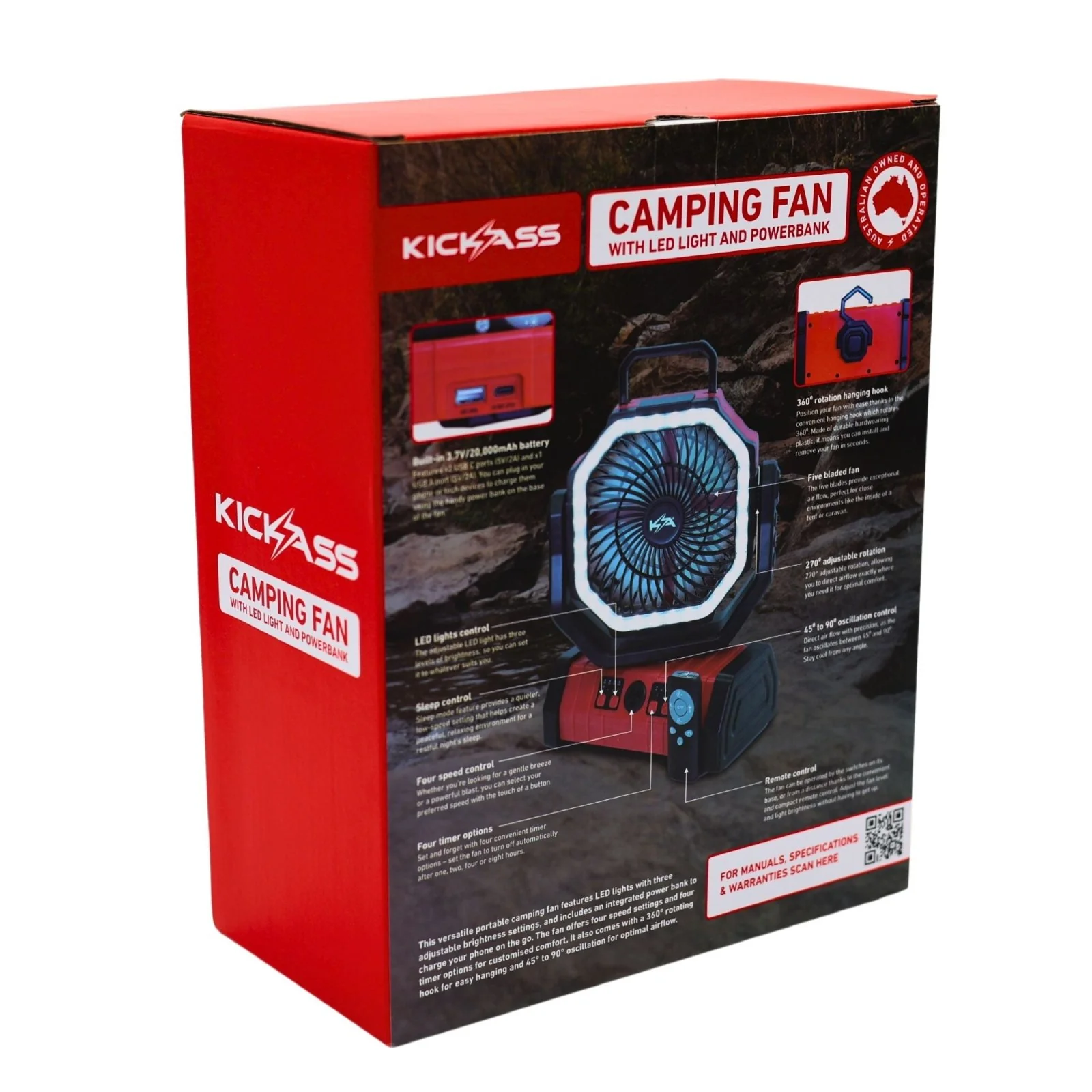 KickAss Fan with LED Light & Power Bank - Image 17