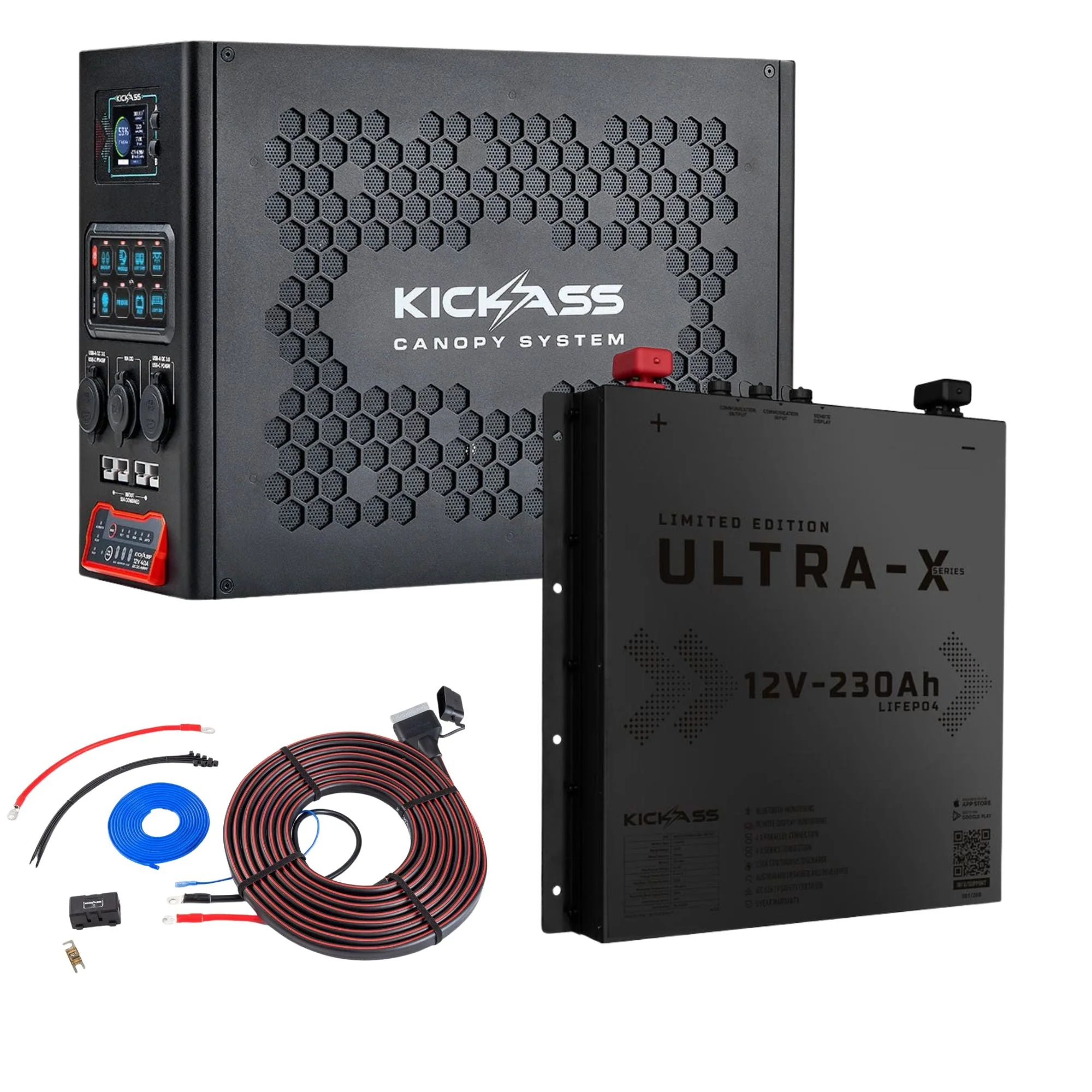 KickAss Canopy Power System with 230Ah Slimline Ultra-X Black Limited Edition Battery and Wiring Kit