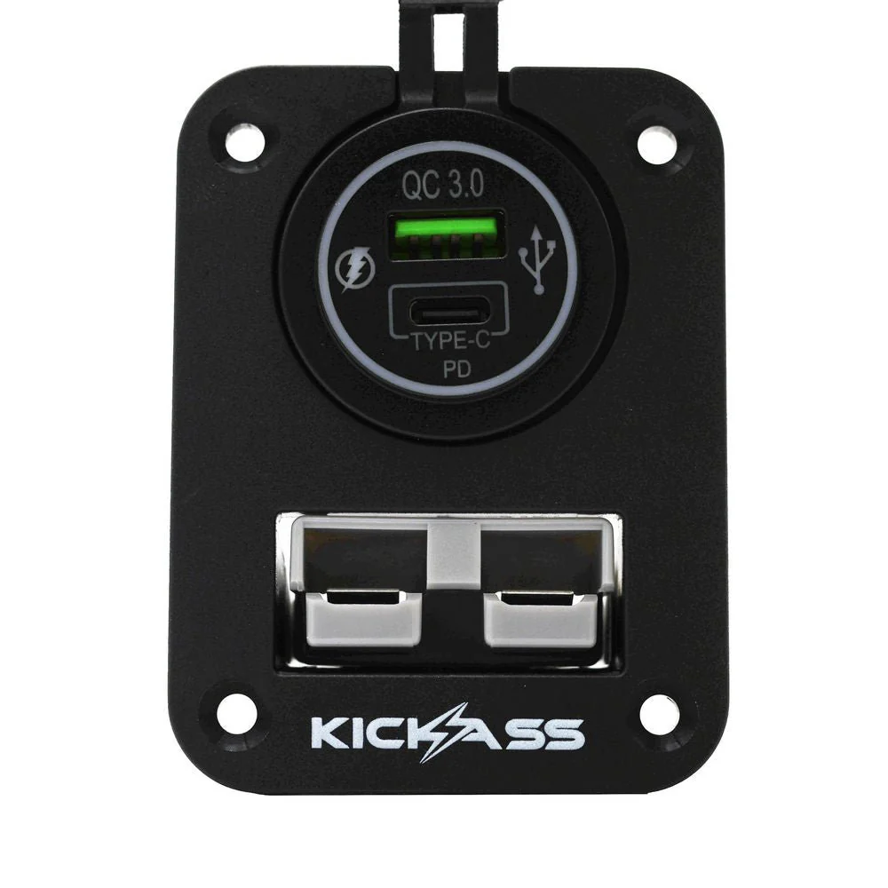 KickAss Double Flush Mount Housing - 50A Anderson Style Plug (USB A+C)