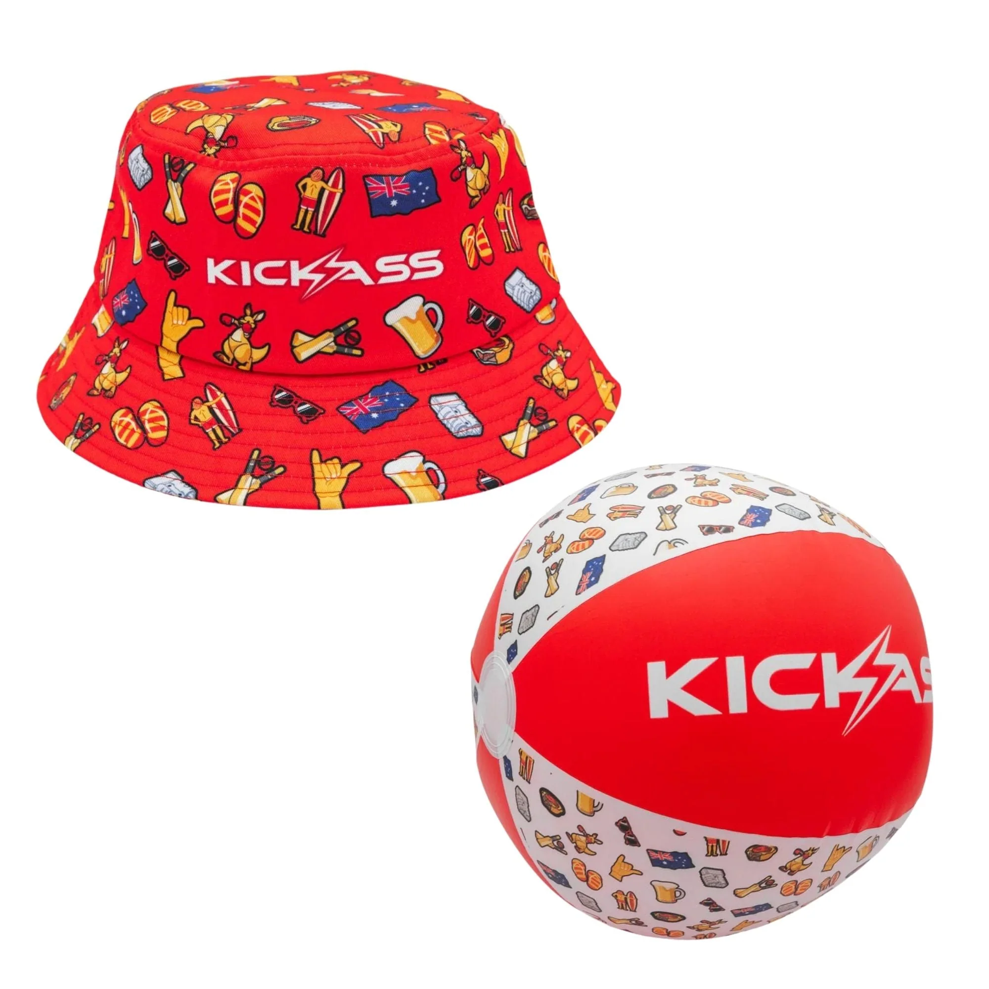 KickAss Fan Pack Bucket Hat and Beach Ball Bundle