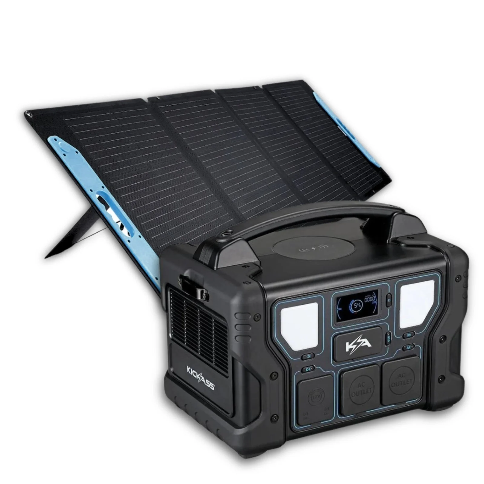 KickAss KickCharge 1200W Power Station + 120W Solar Generator Kit