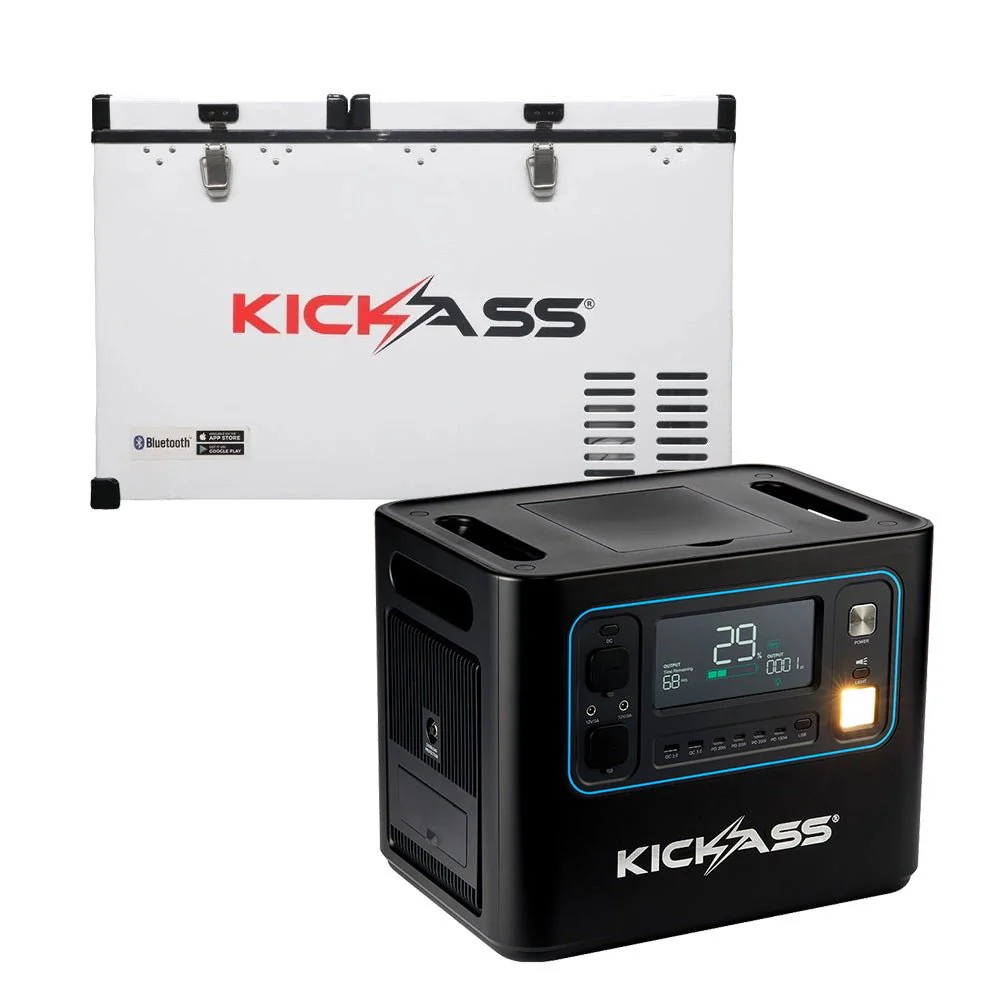 KickAss KickCharge 2400 Lithium Power Station & Portable 12V Fridge/Freezer Bundle