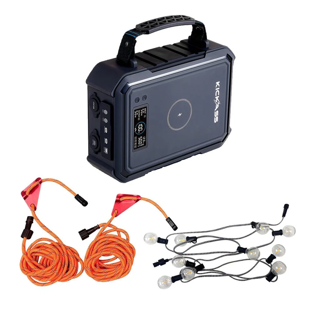 KickAss KickCharge 380Wh Power Pack + Outdoor LED Light Rope Bundle