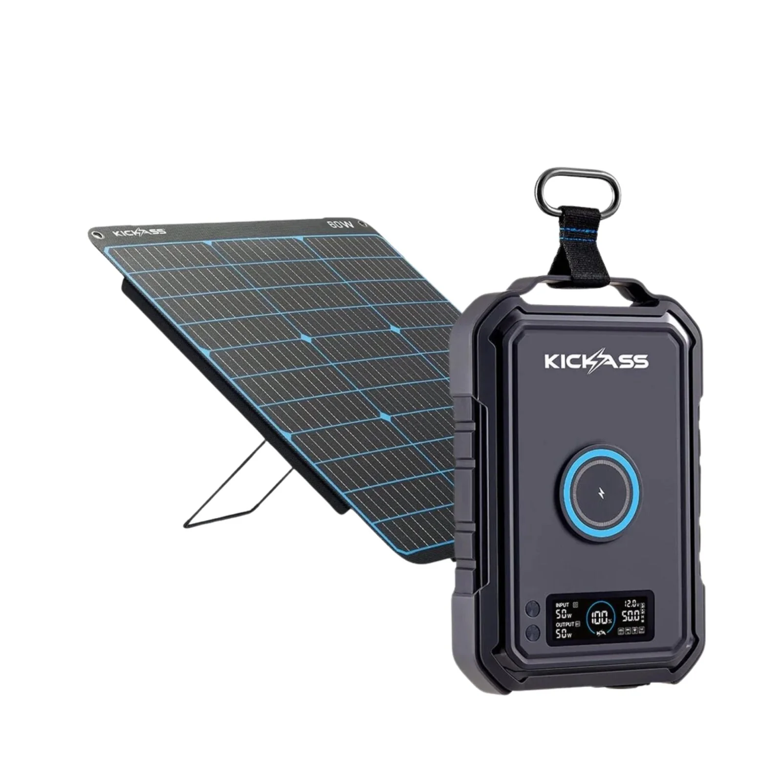 KickAss KickCharge Power Pack 12Ah / 150Wh + 60W Portable Solar Panel Bundle