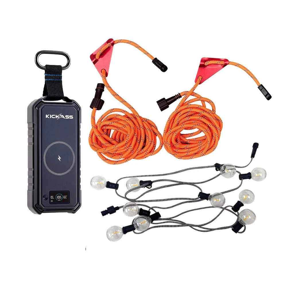 KickAss KickCharge Swag 88 Power Pack + Outdoor LED Light Rope Bundle