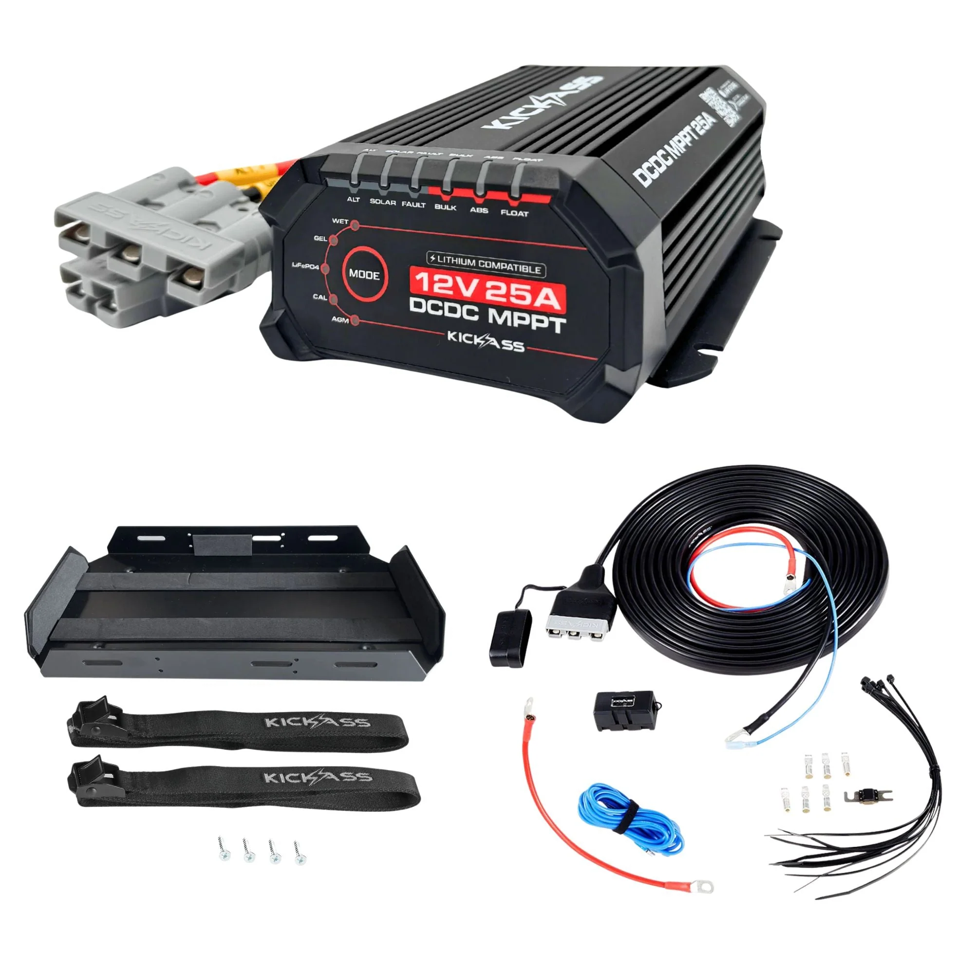 KickAss Smart 25A DCDC Charger with Wiring Kit and N70 Tray