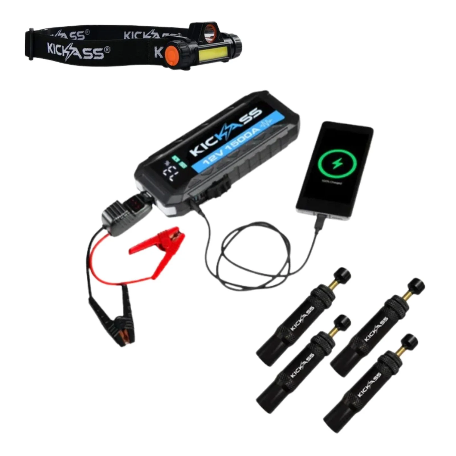 KickAss Jump Starter Bundle with Tyre Deflators & Torch