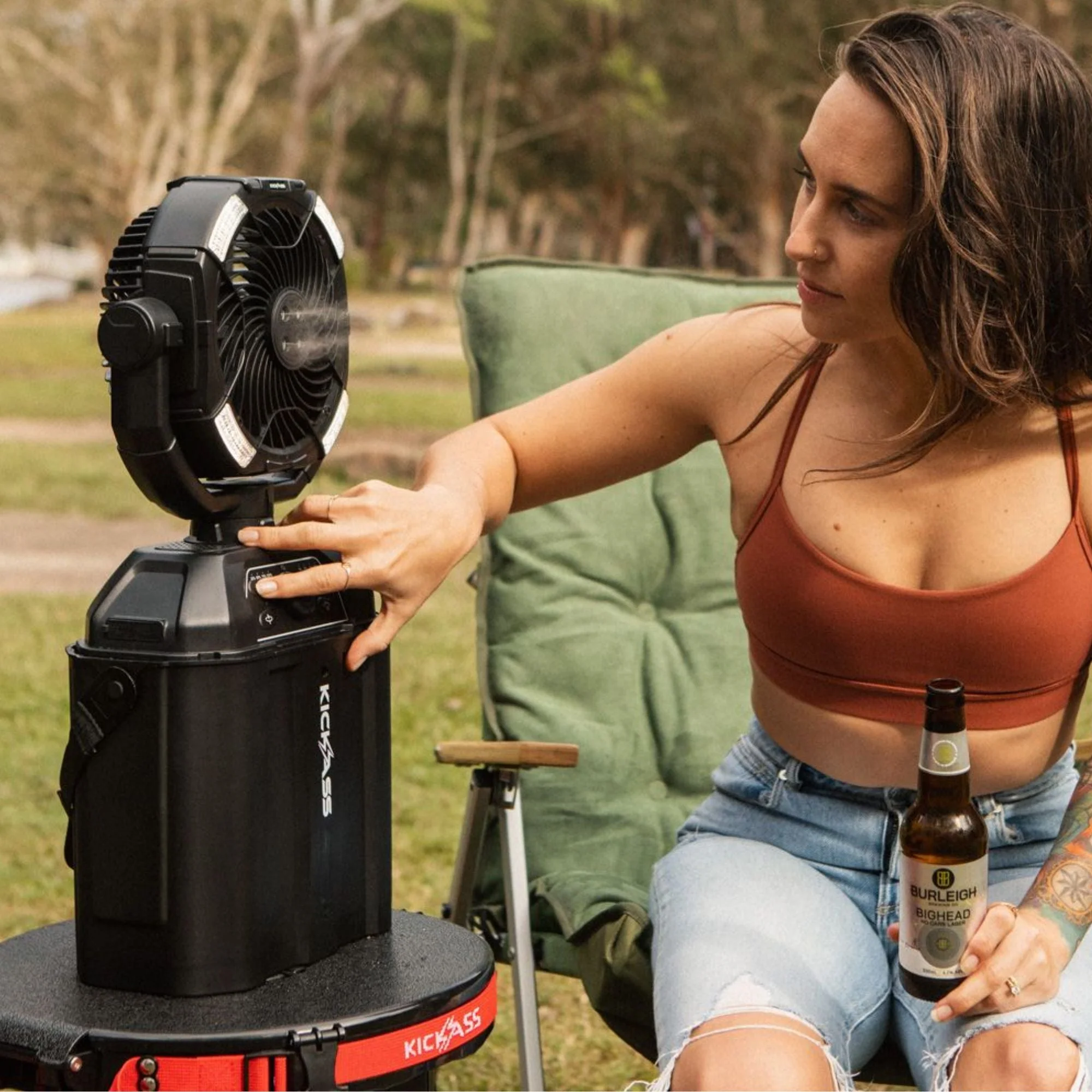 KickAss Portable 20,000mAh Misting Fan with LED & Power Bank for Camping - Image 2