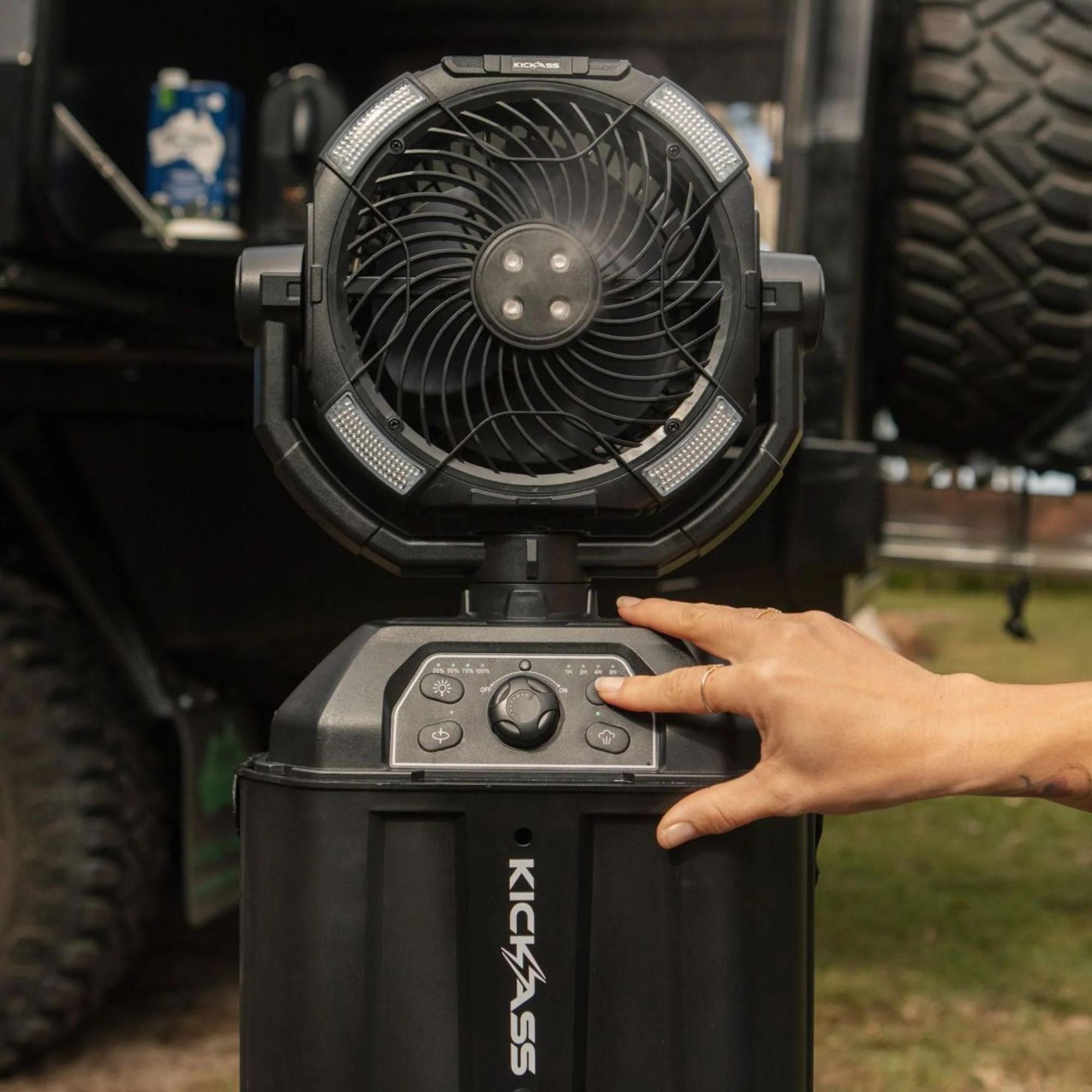 KickAss Portable 20,000mAh Misting Fan with LED & Power Bank for Camping - Image 3