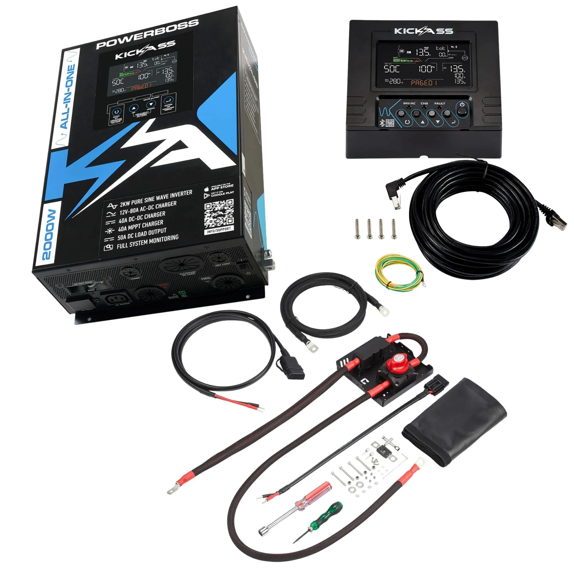 KickAss PowerBoss 2000W All-in-One Power System with Bluetooth, Remote Display and Plug & Play Kit - Image 2
