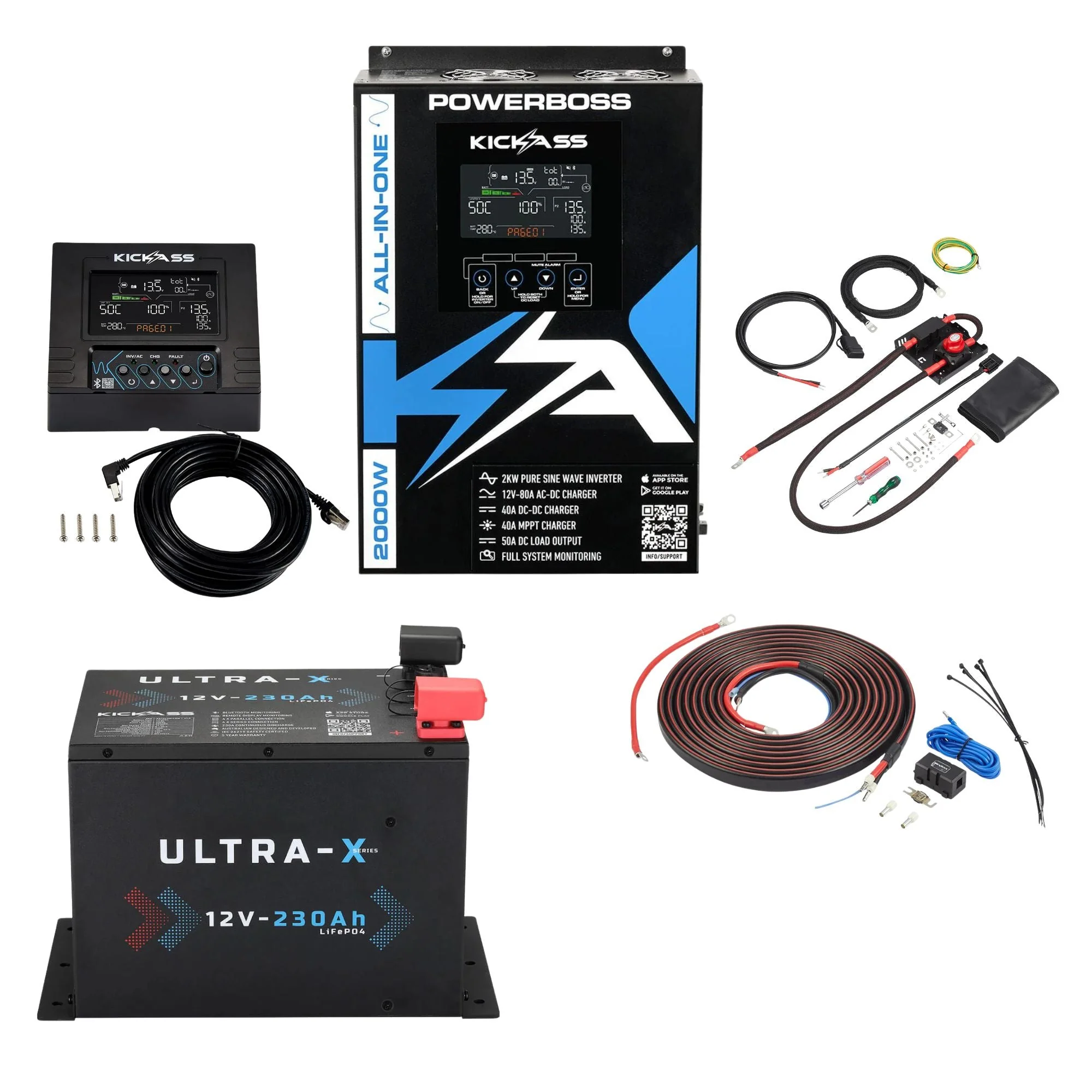 KickAss PowerBoss Canopy Base Bundle with 230Ah Lithium Battery & Remote Display