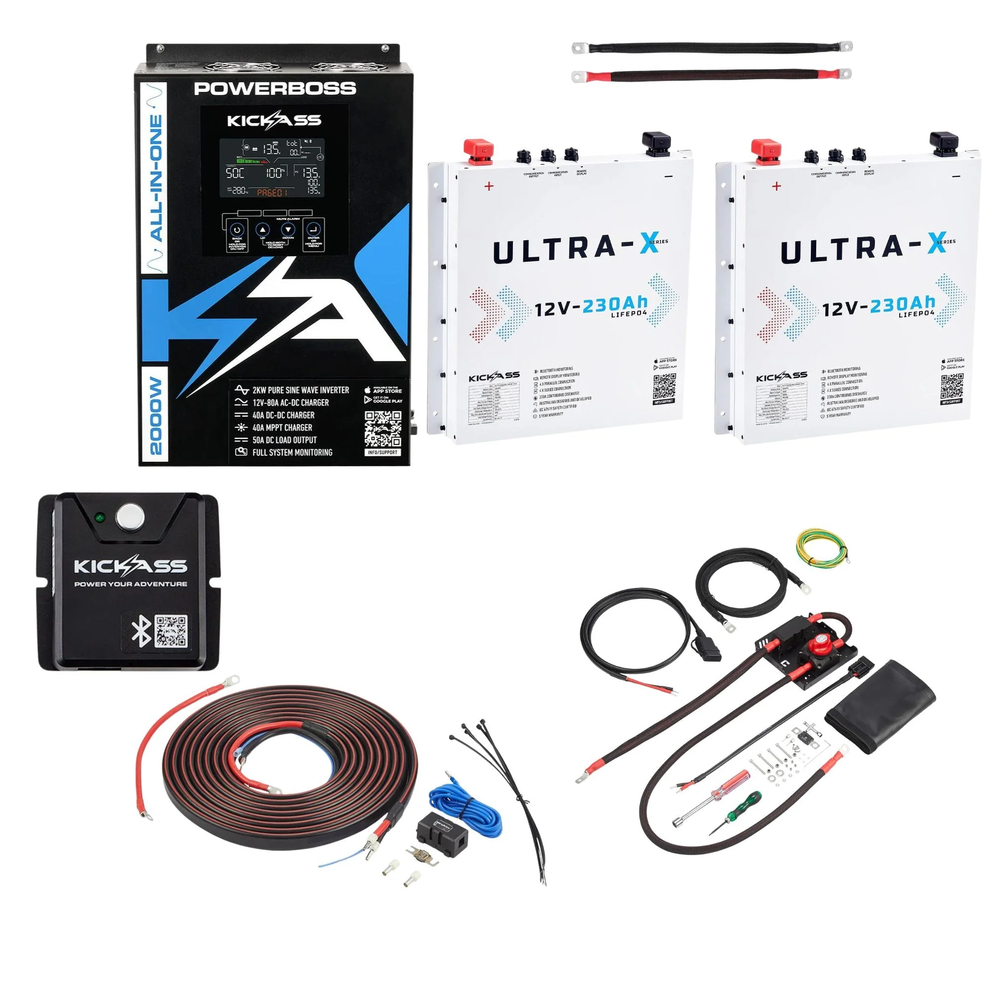 KickAss PowerBoss Canopy Base Kit with 460Ah Arctic White Slimline Lithium Batteries