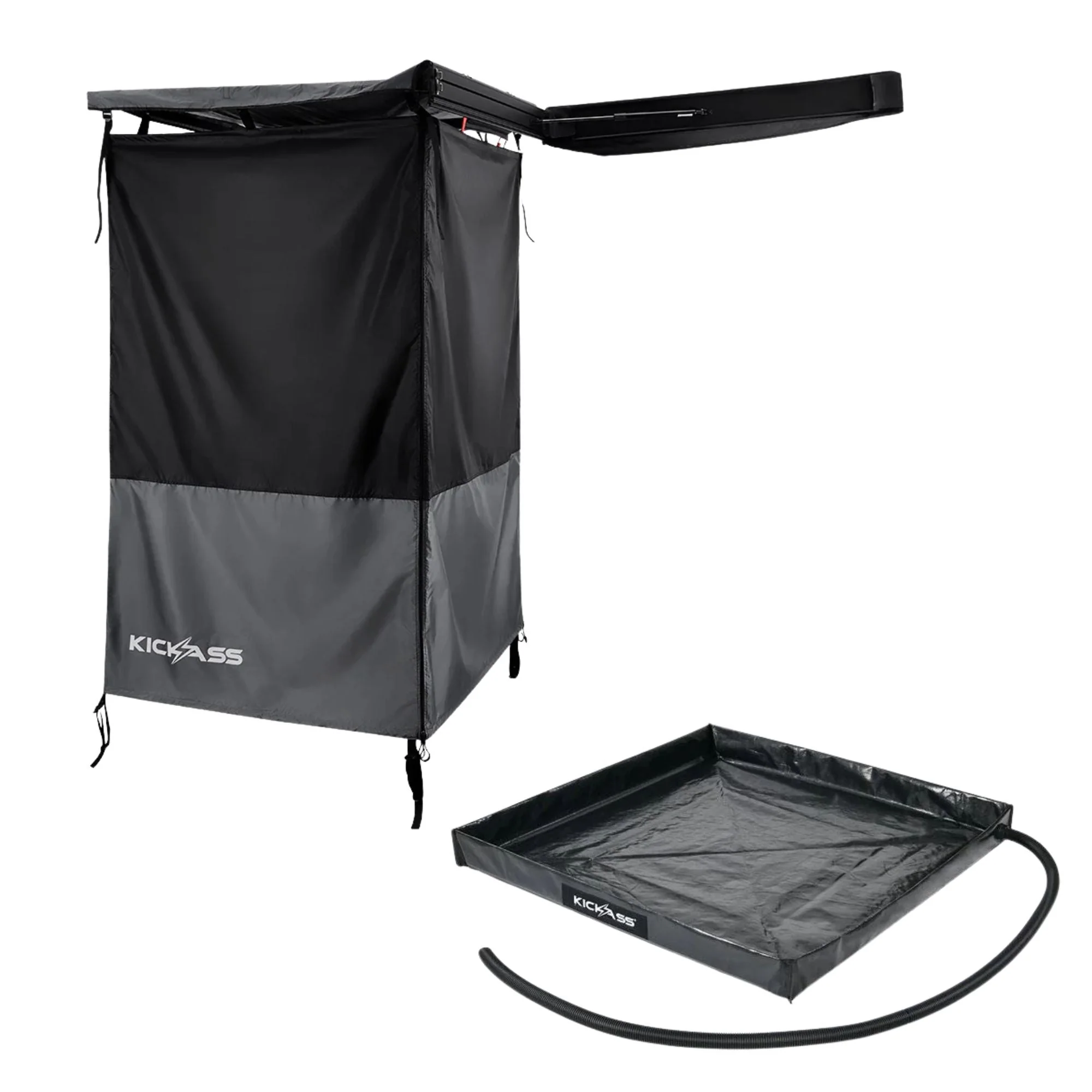 KickAss Premium Left Side Shower Awning + Base Bundle