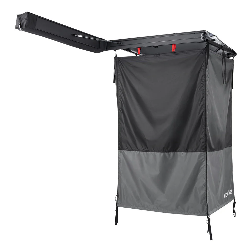 KickAss Premium RIGHT Fold-Out Shower Tent Awning and Camping Change Room with LED lighting
