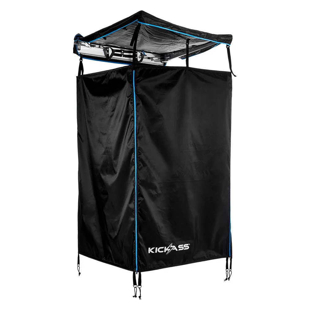 KickAss Premium Shower Awning - Black & Blue